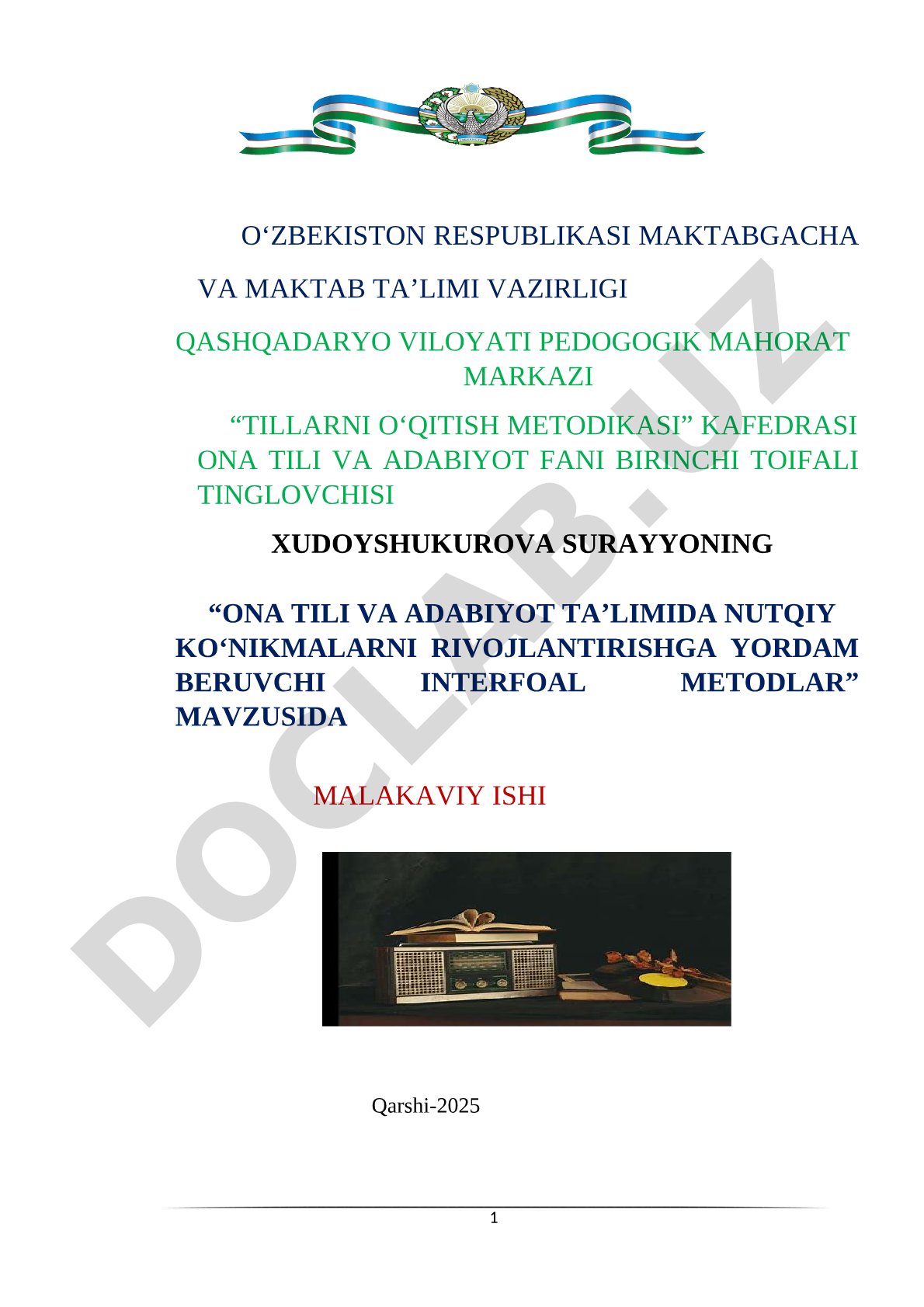Ona tili va adabiyot ta'limida nutqiy ko'nikmalarni rivojlantirishga yordam beruvchi interfaol metodlar
