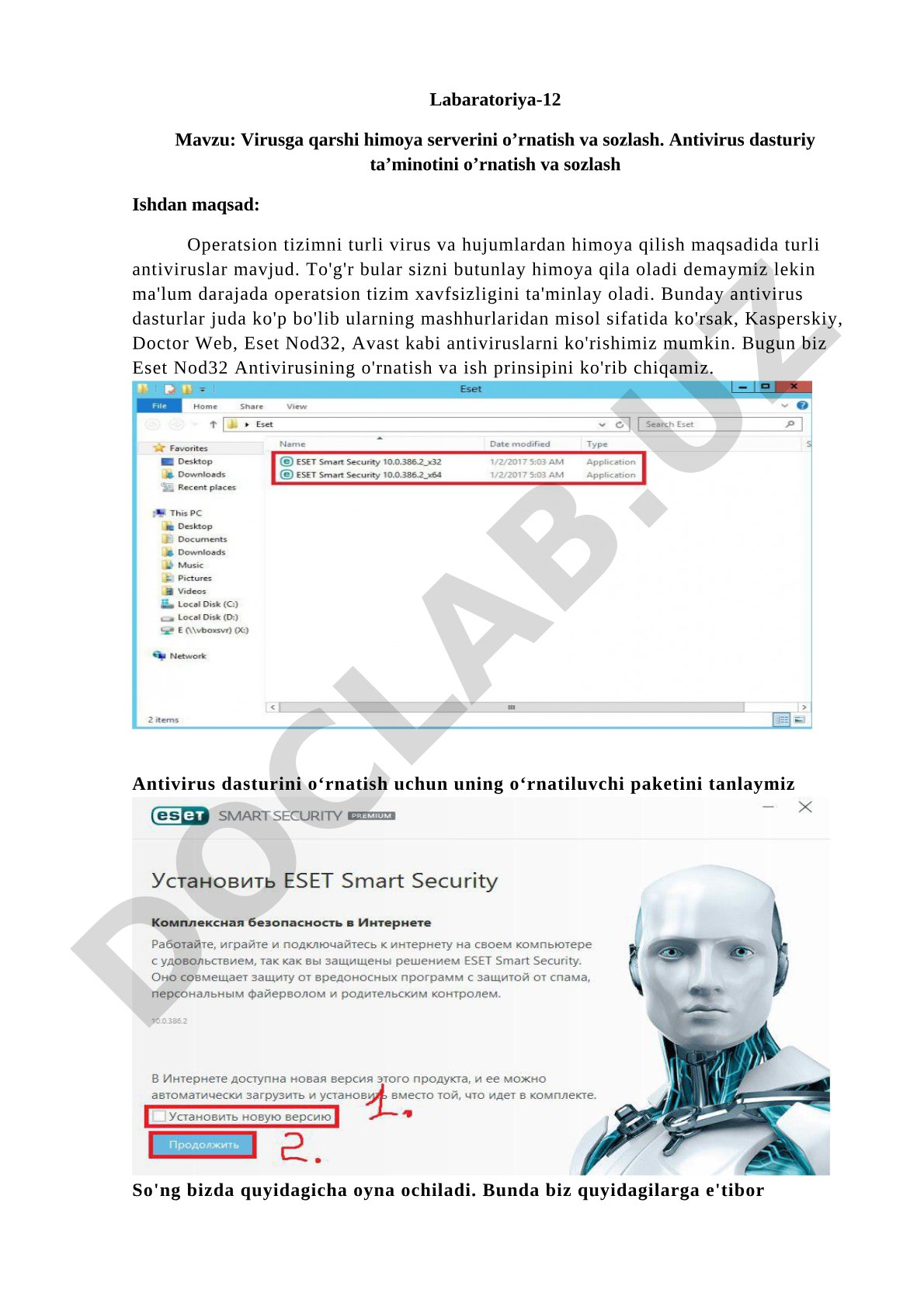 Virusga qarshi himoya serverini o'rnatish va sozlash. Antivirus dasturiy ta'minotini o'rnatish va sozlash