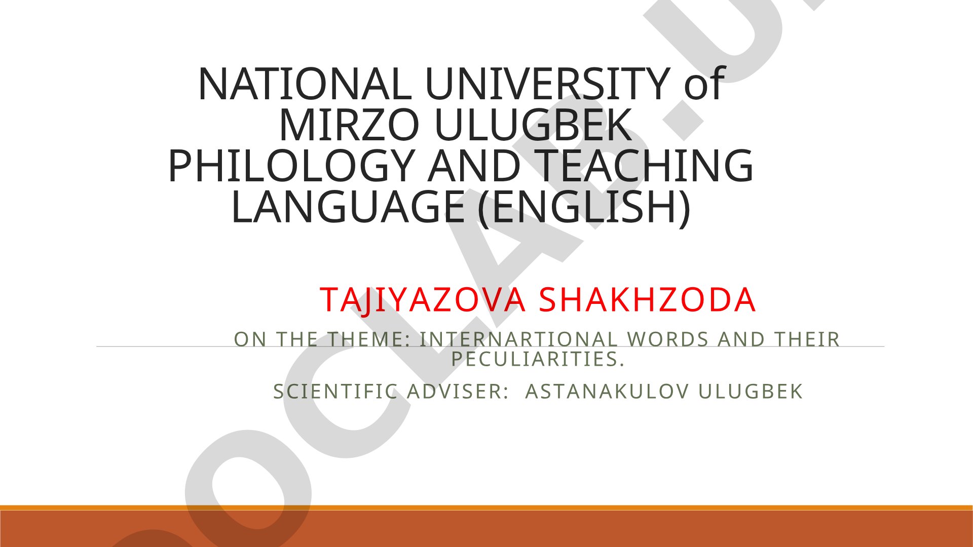 International Words and Their Peculiarities