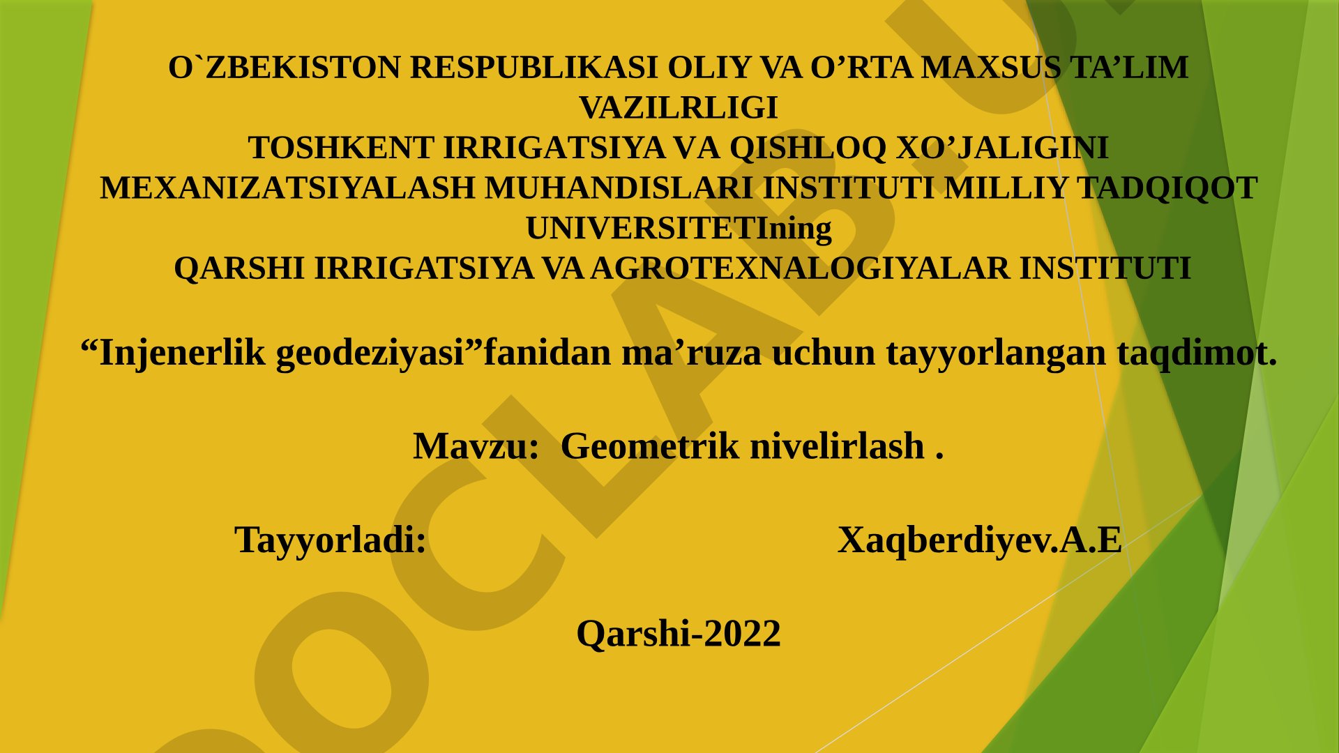 Geometrik nivelirlash