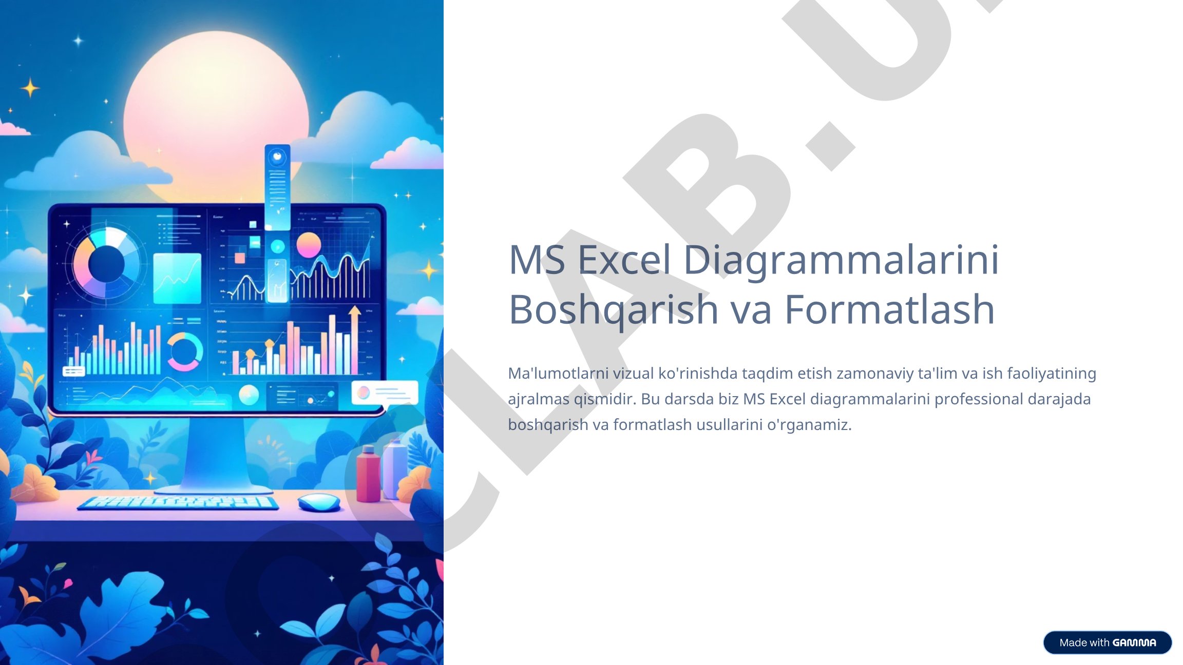 MS Excel Diagrammalarini Boshqarish va Formatlash