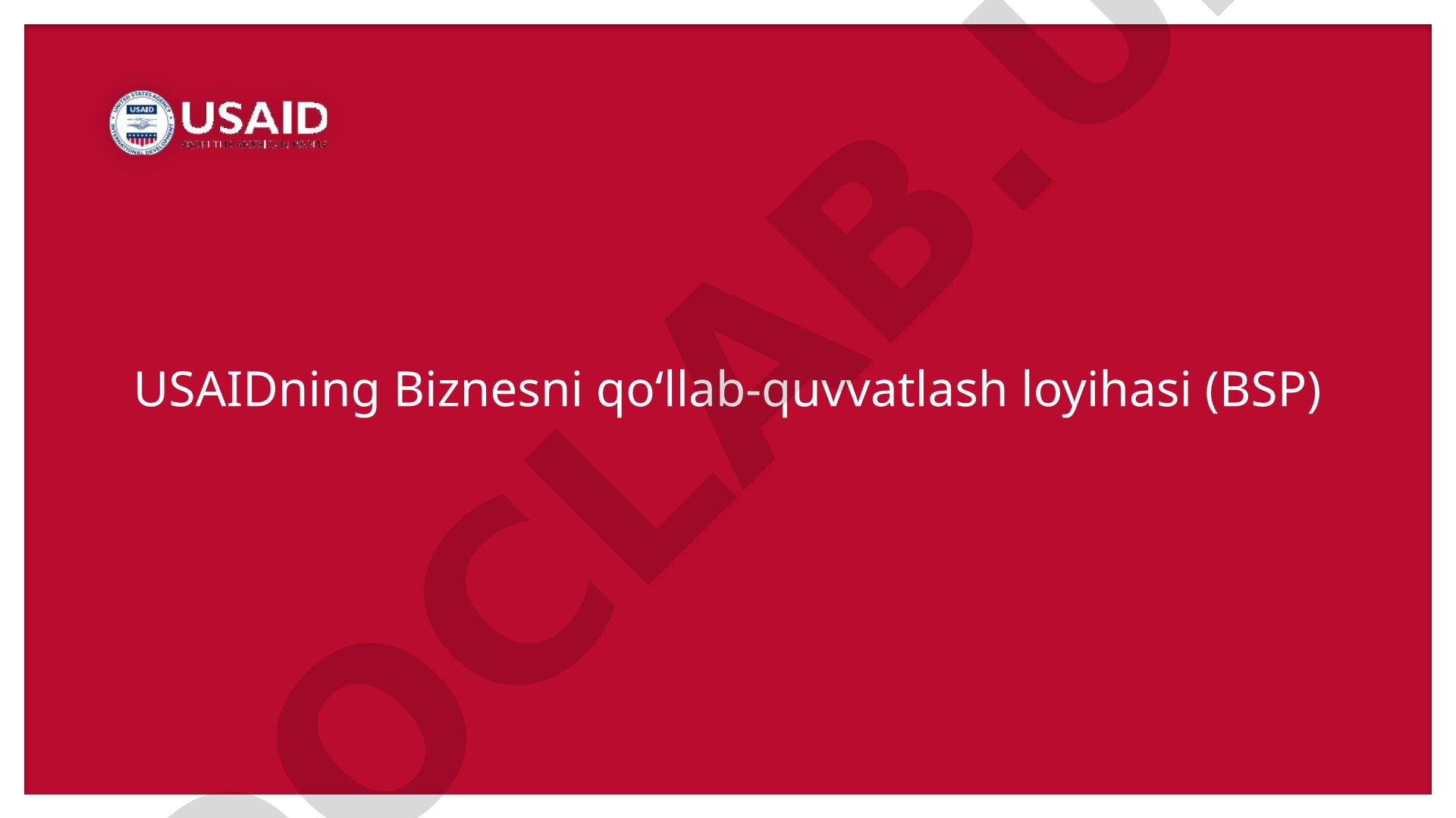 USAIDning Biznesni qo‘llab-quvvatlash loyihasi (BSP)