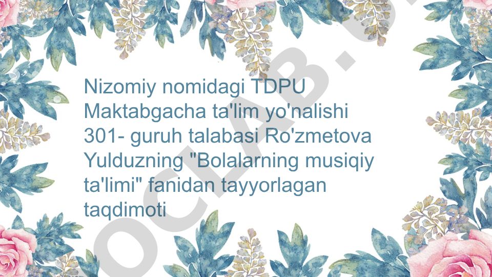 Maktabgacha ta'lim tashkilotlarida musiqa cholg'u asboblarida ijrochilikka o'rgatish