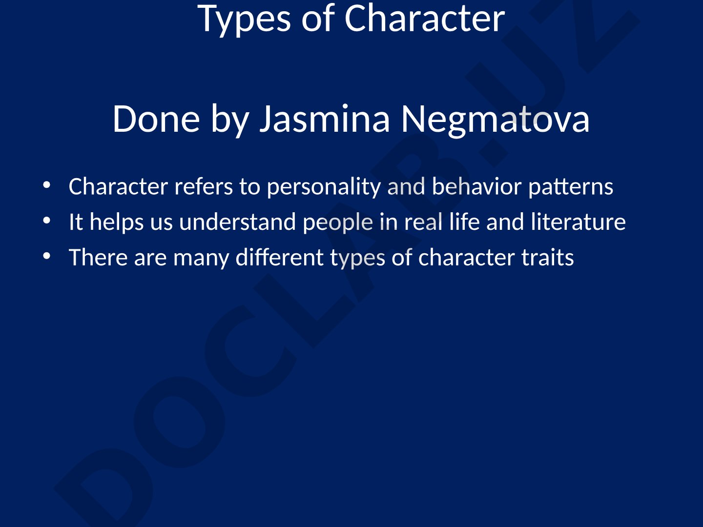 Types of Character Done by Jasmina Negmatova