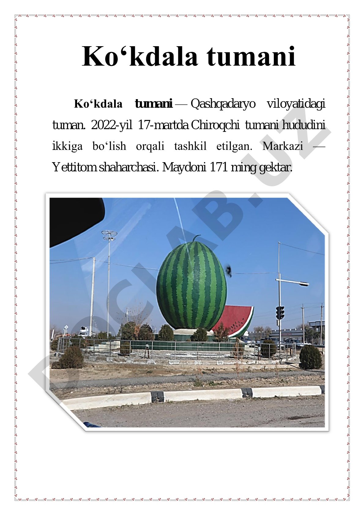 Koʻkdala tumani tashkil etilishi va tarixi haqida ma'lumot