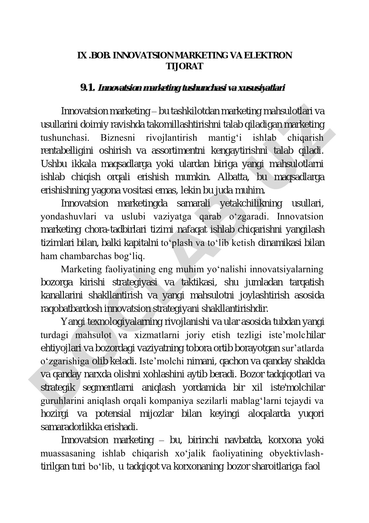 Innovatsion marketing va elektron tijorat