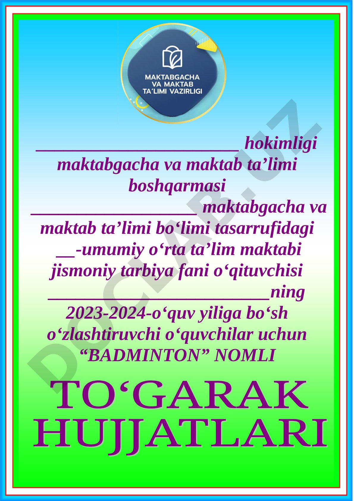 Bo‘sh o‘zlashtiruvchi o‘quvchilar uchun badminton to‘garagi