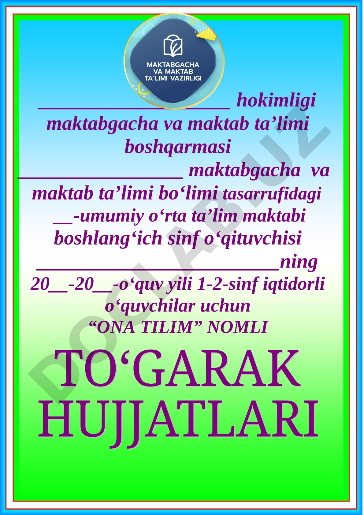 1-2-sinf iqtidorli o'quvchilar uchun 'Ona tilim' to'garagi