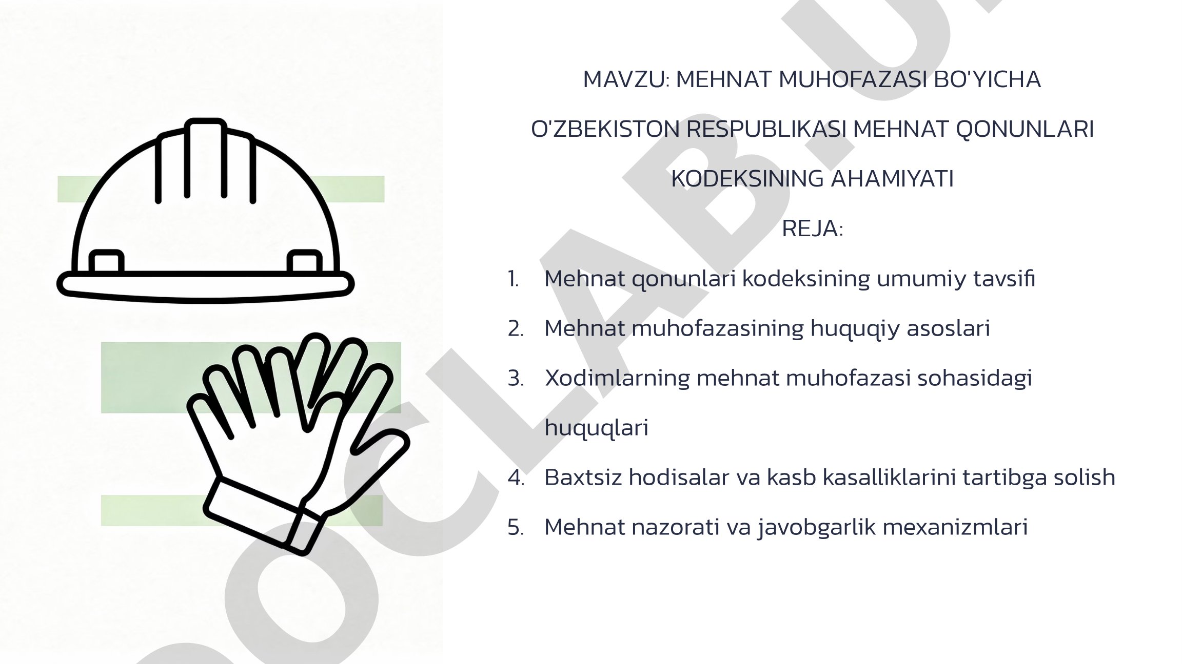 Mehnat muhofazasi bo'yicha O'zbekiston Respublikasi Mehnat qonunlari kodeksining ahamiyati