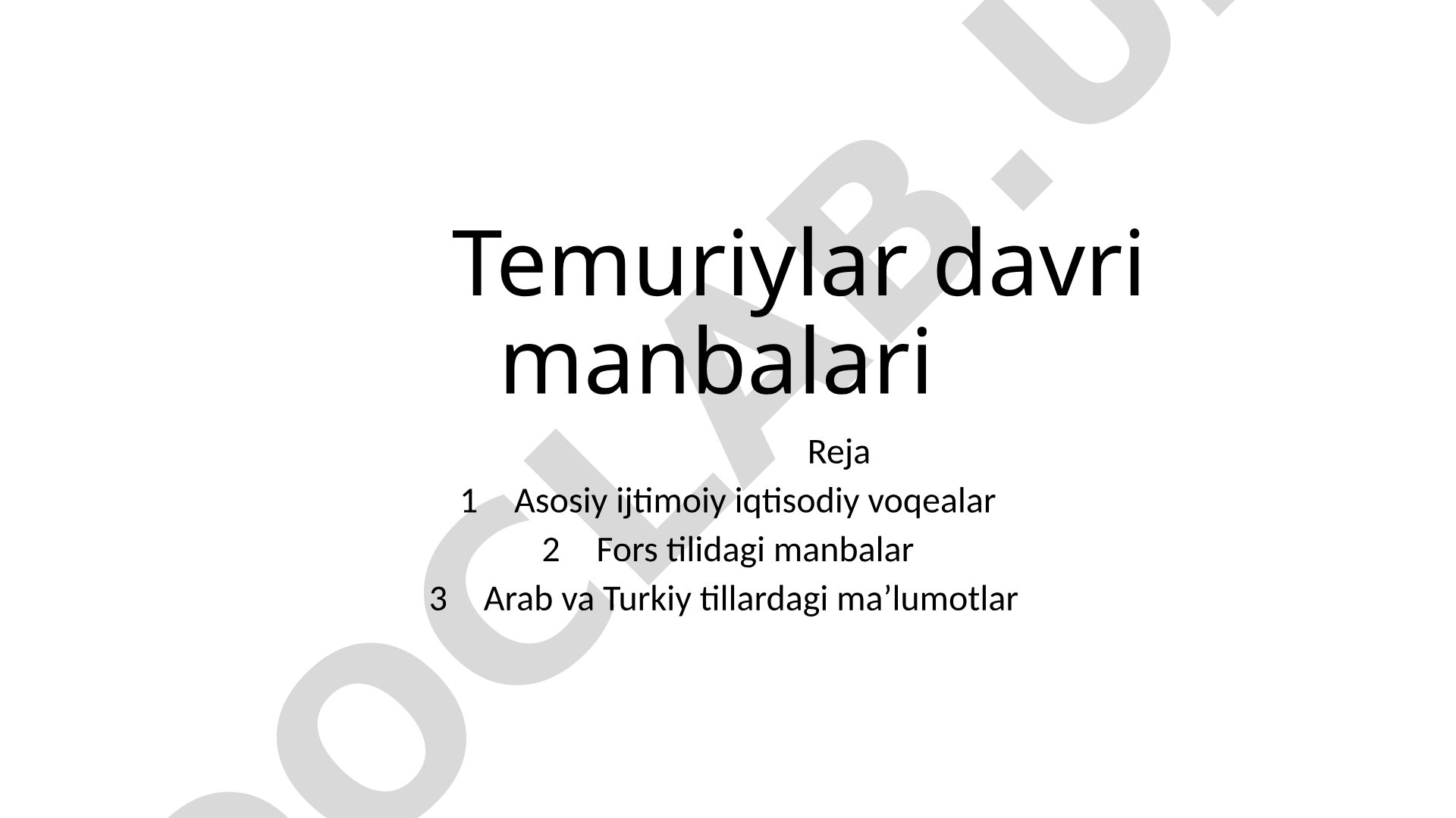 Temuriylar davri manbalari