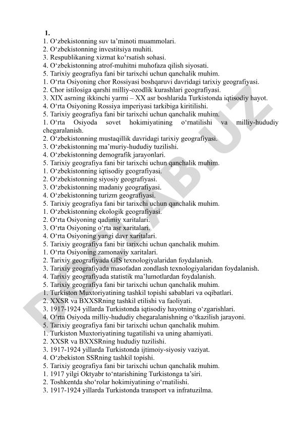 O‘zbekistonning tarixiy, iqtisodiy va ijtimoiy geografiyasi