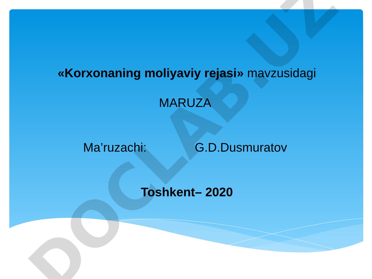 Korxonaning moliyaviy rejasi, daromad va xarajatlar, pul oqimlari, bashorat balansi