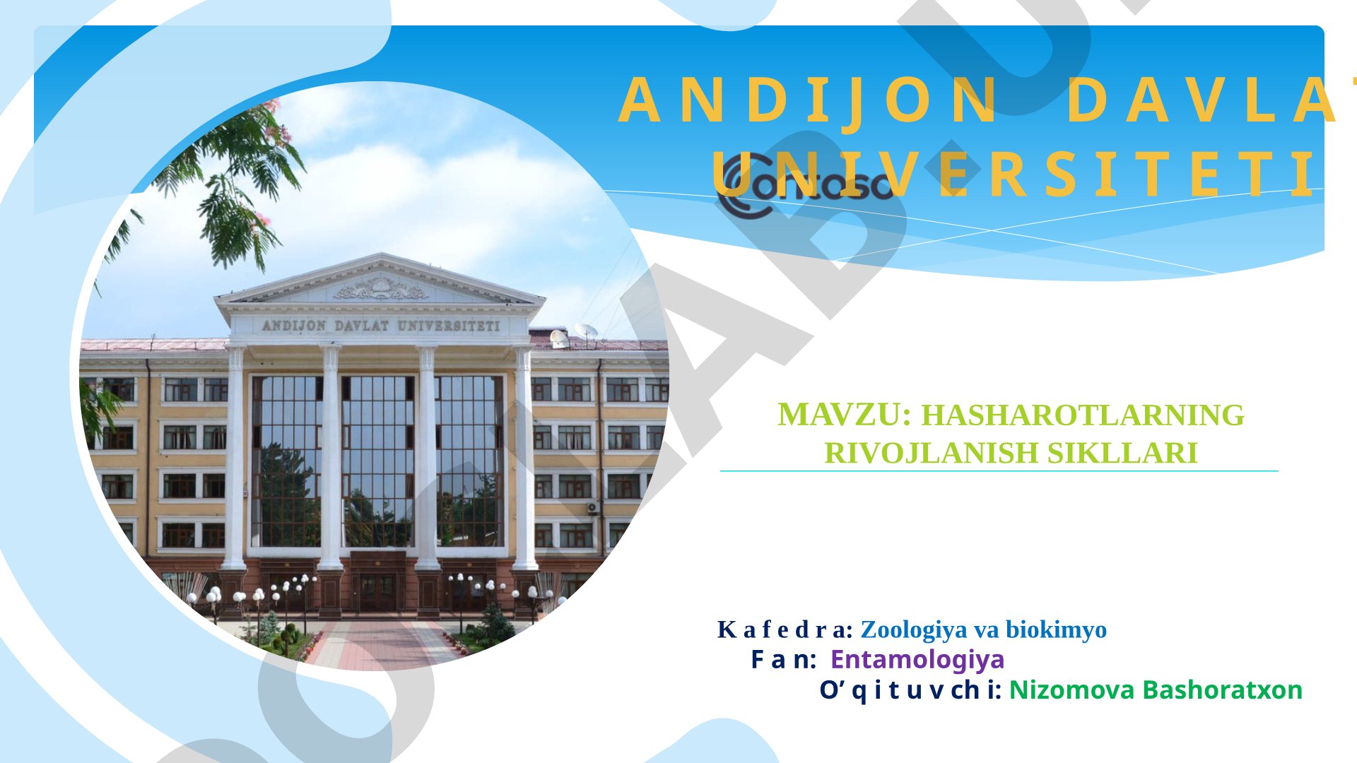 Hasharotlarning rivojlanish sikllari