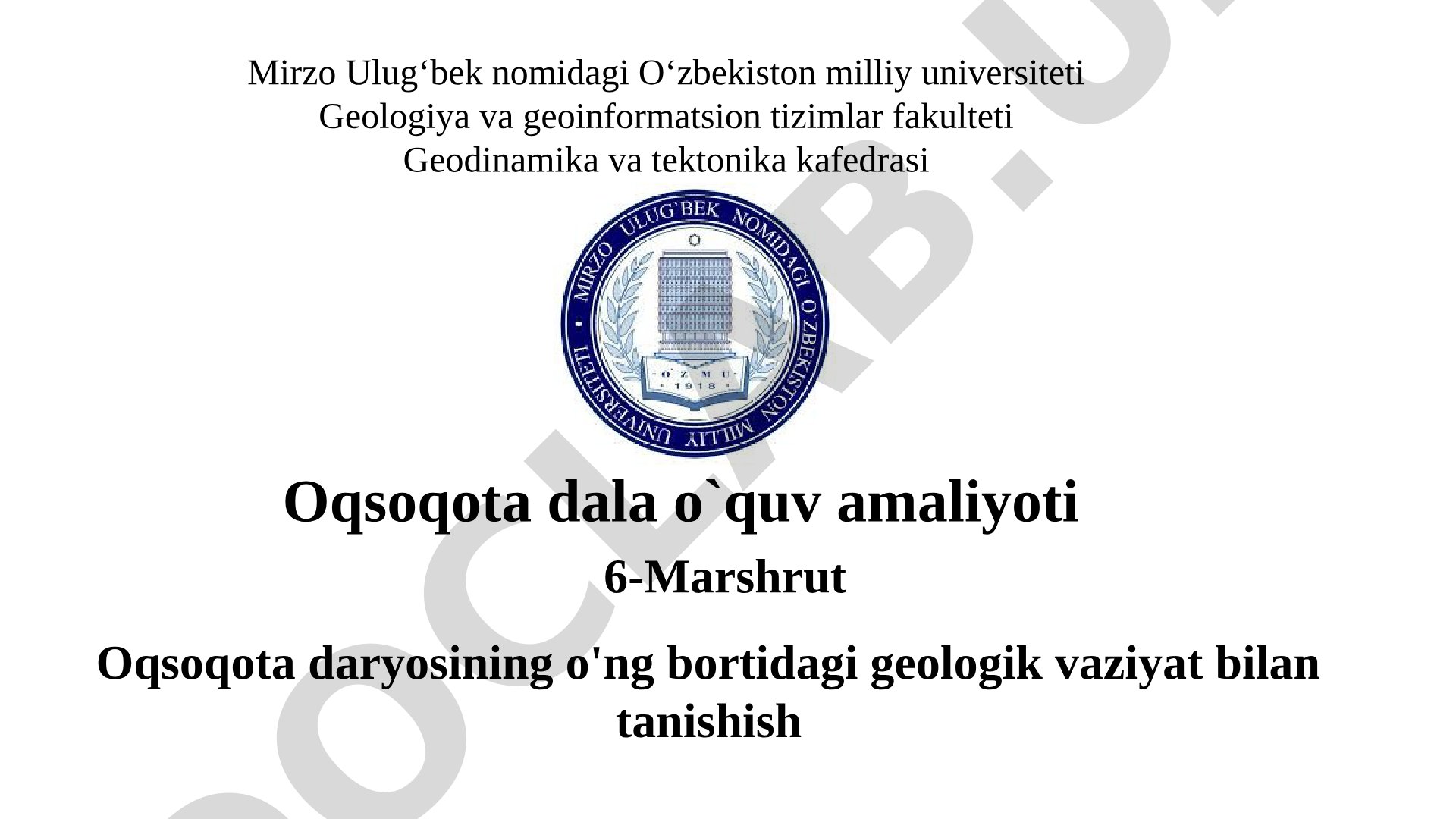 Oqsoqota daryosining o'ng bortidagi geologik vaziyat bilan tanishish