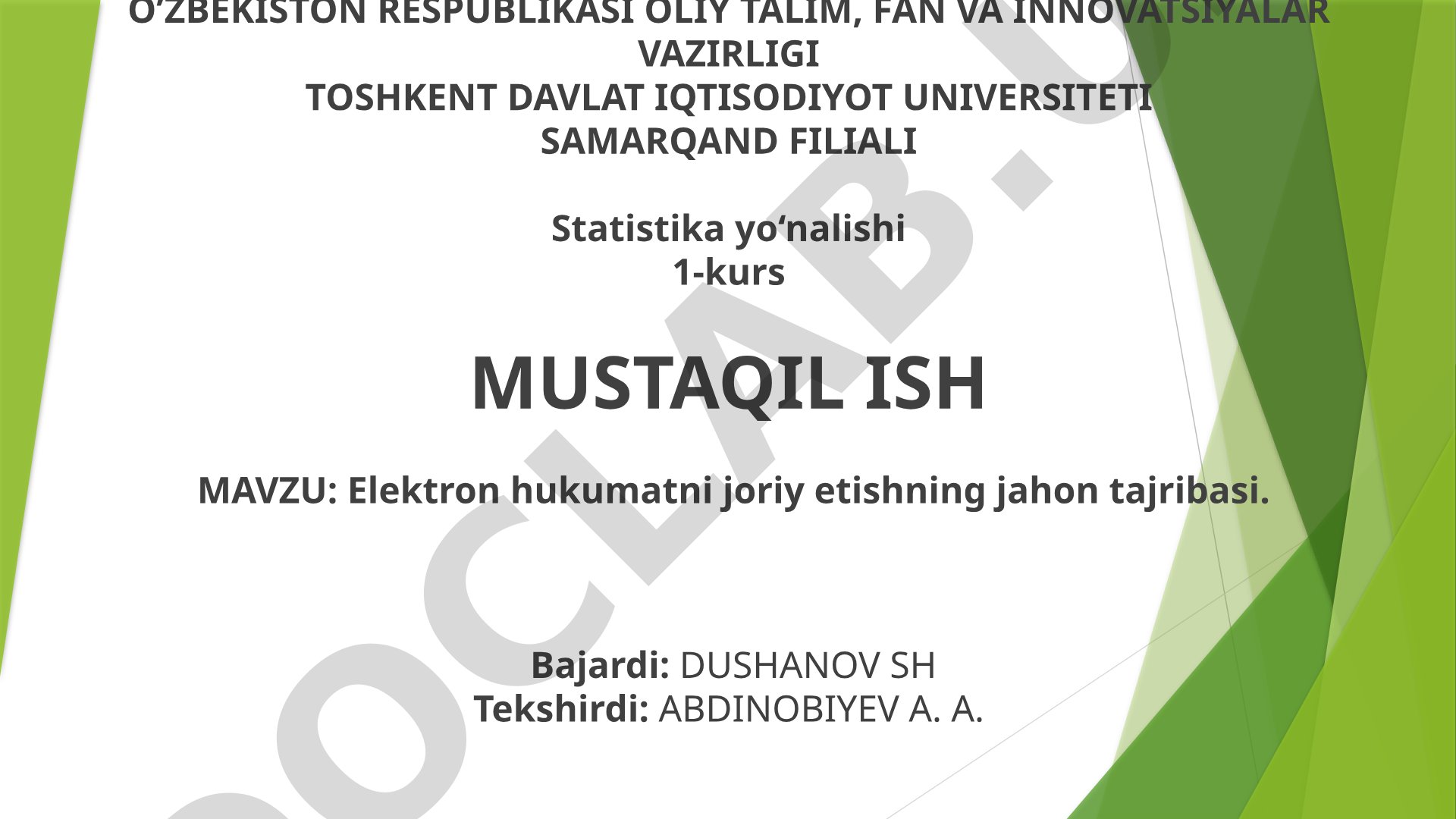 Elektron hukumatni joriy etishning jahon tajribasi