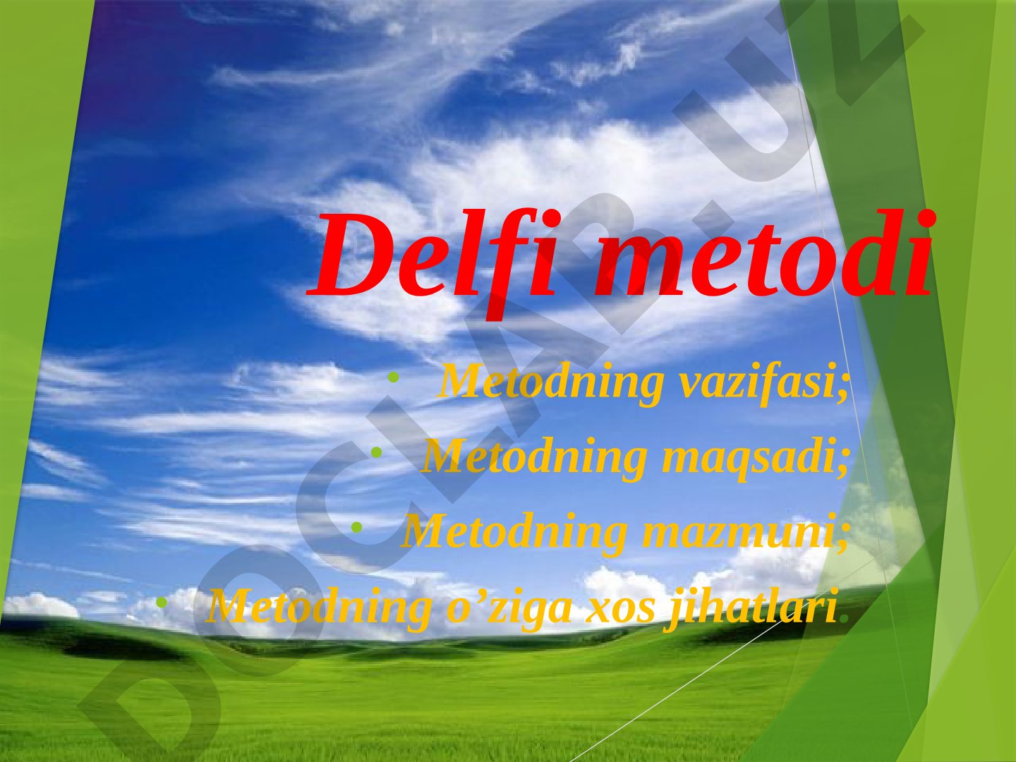 Delfi metodi haqida ma'lumot: vazifasi, maqsadi, mazmuni, o'ziga xos jihatlari