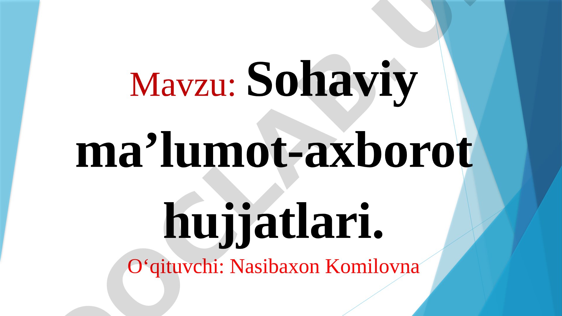 Sohaviy ma’lumot-axborot hujjatlari