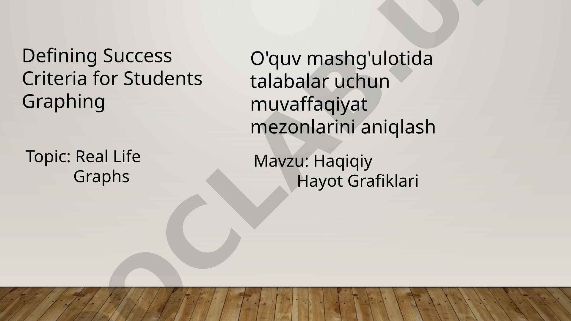 Haqiqiy Hayot Grafiklari O'quv mashg'ulotida talabalar uchun muvaffaqiyat mezonlarini aniqlash