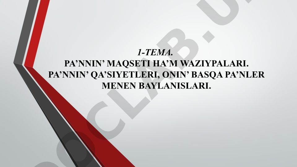 Social-ekonomikaliq kartografiya pa’nnin’ maqseti ha’m waziypalari