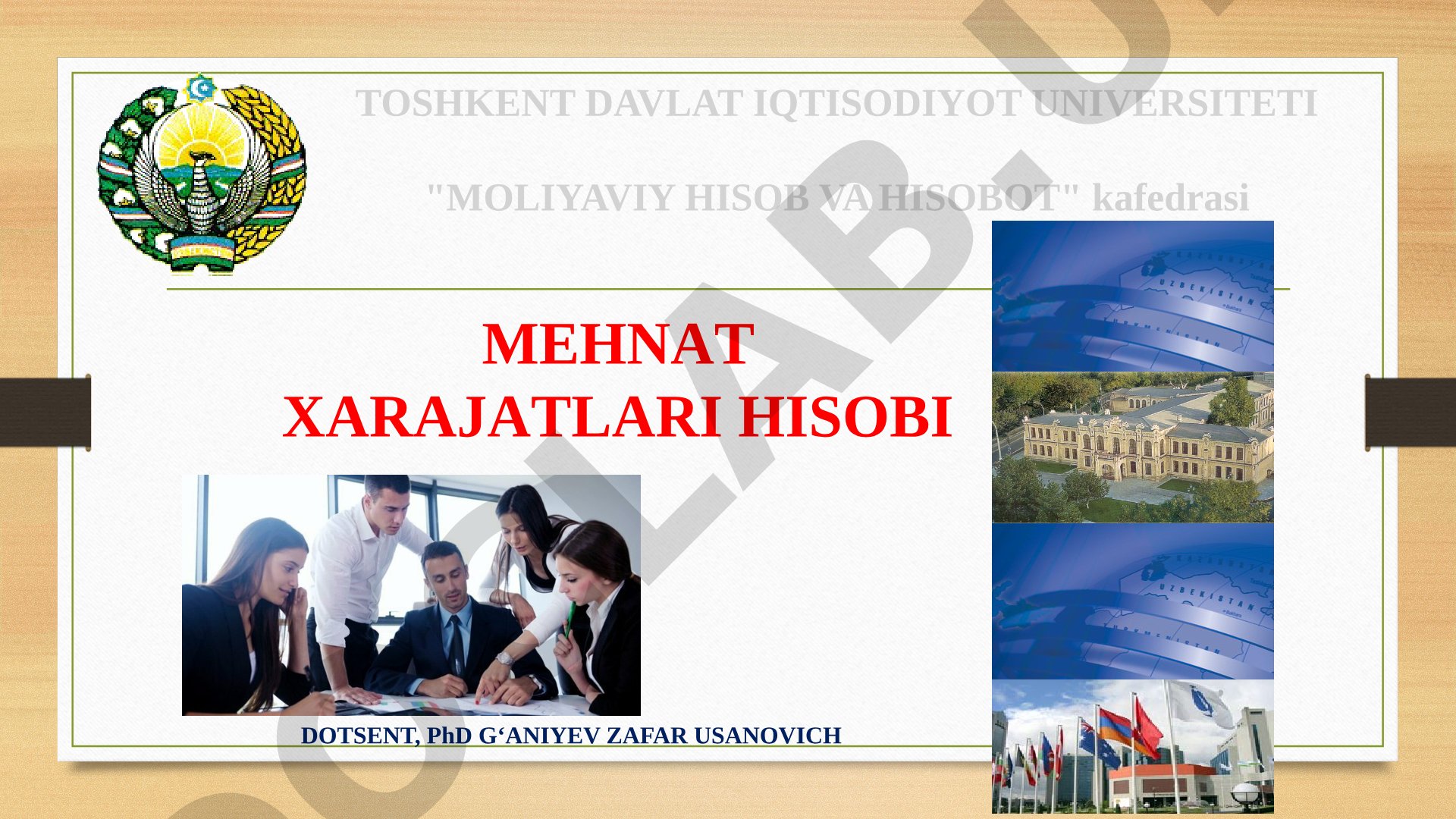 Mehnat xarajatlarini hisoblash, ish haqi shakllari va mehnat unumdorligi