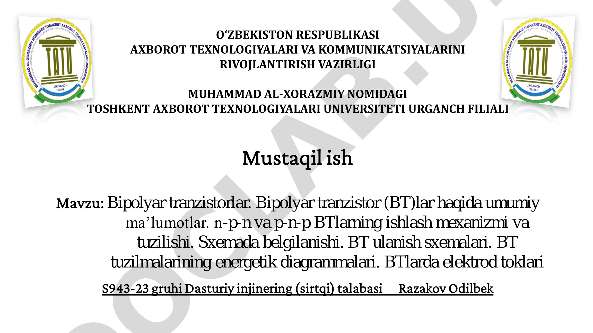 Bipolyar tranzistorlar