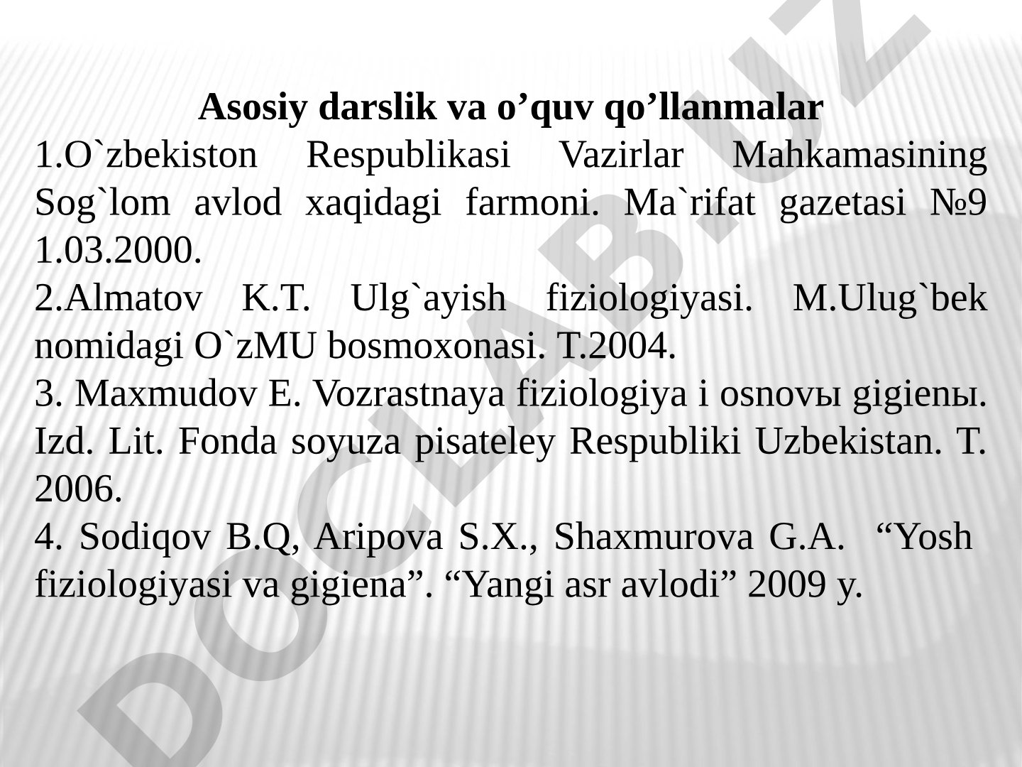 O’sish va rivojlanishning umumiy qonuniyatlari. Organizm va muhit.