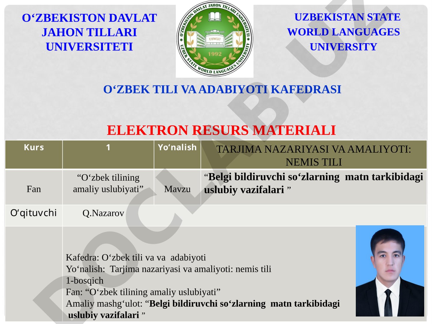 Belgi bildiruvchi so‘zlarning matn tarkibidagi uslubiy vazifalari