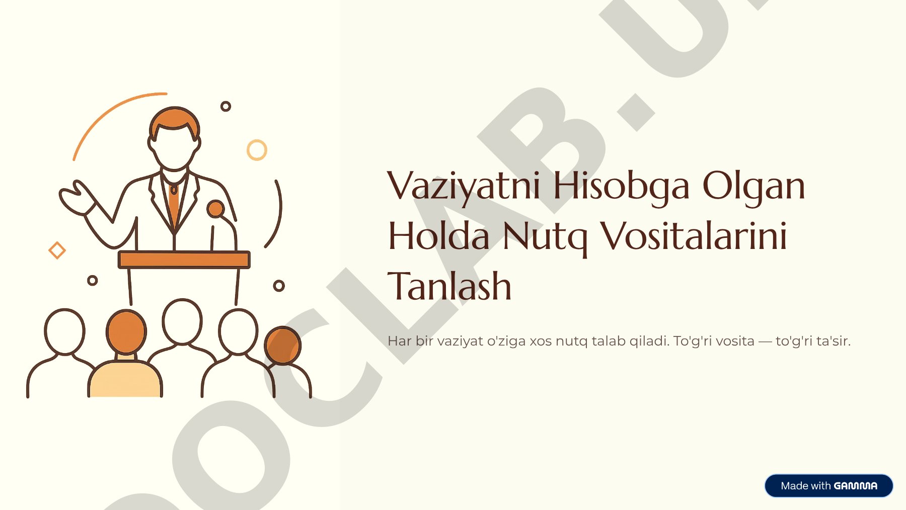 Vaziyatni Hisobga Olgan Holda Nutq Vositalarini Tanlash