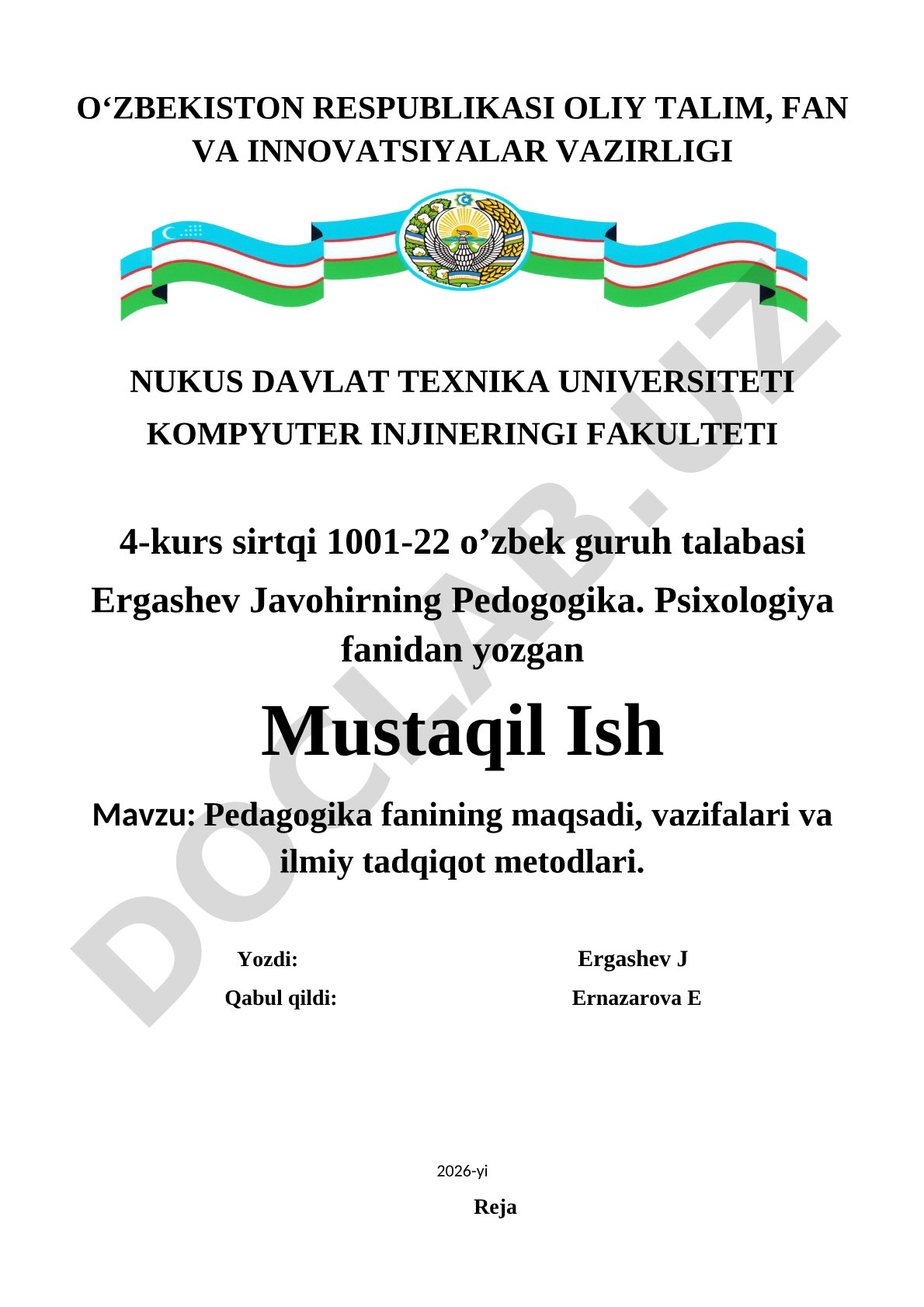 Pedagogika fanining maqsadi, vazifalari va ilmiy tadqiqot metodlari