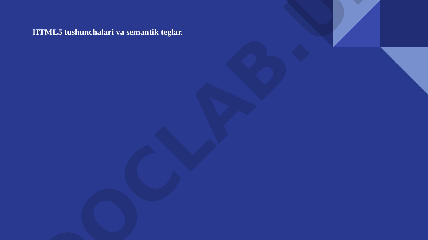 HTML5 tushunchalari va semantik teglar