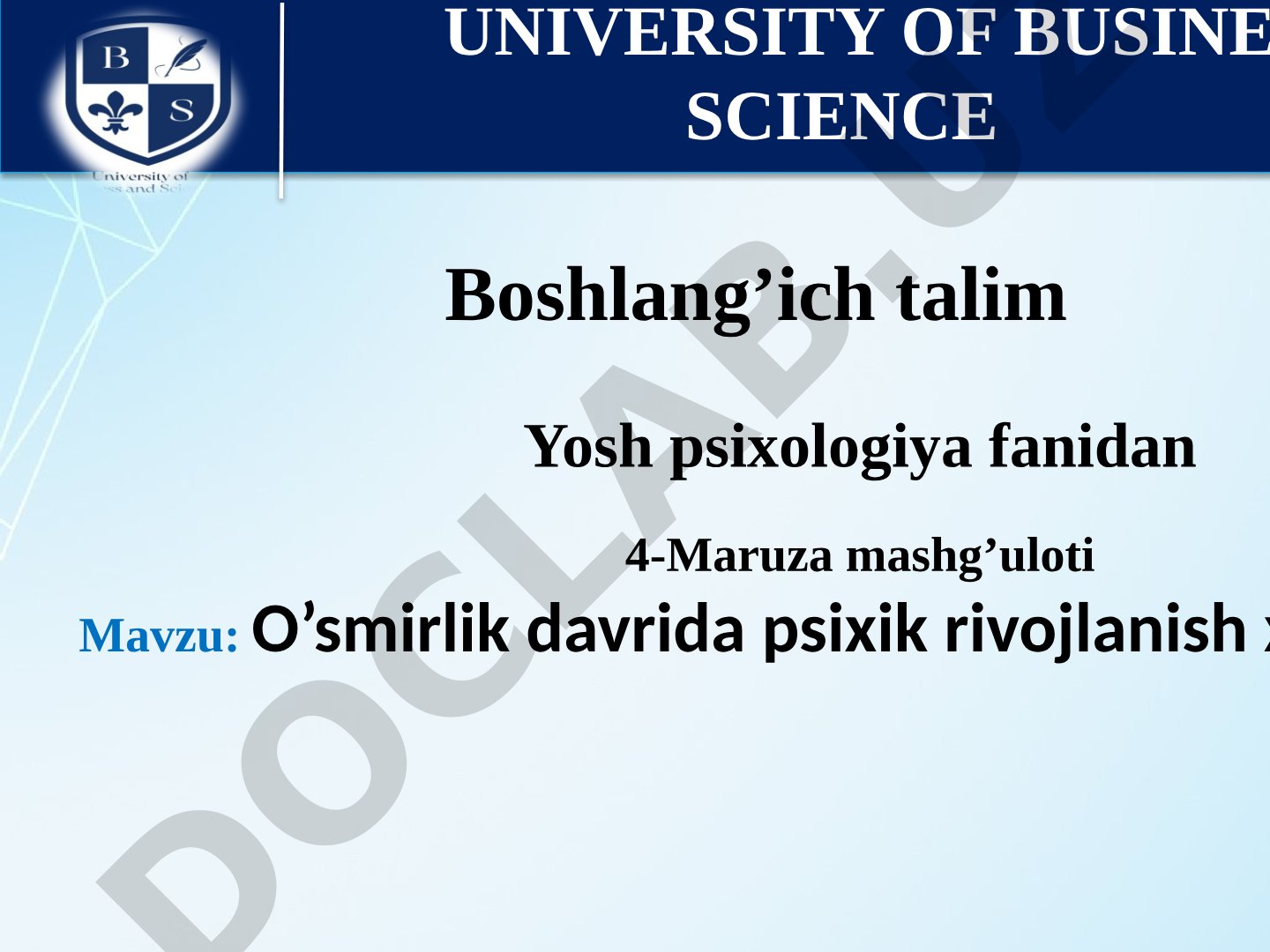 O'smirlik davrida psixik rivojlanish xususiyatlari