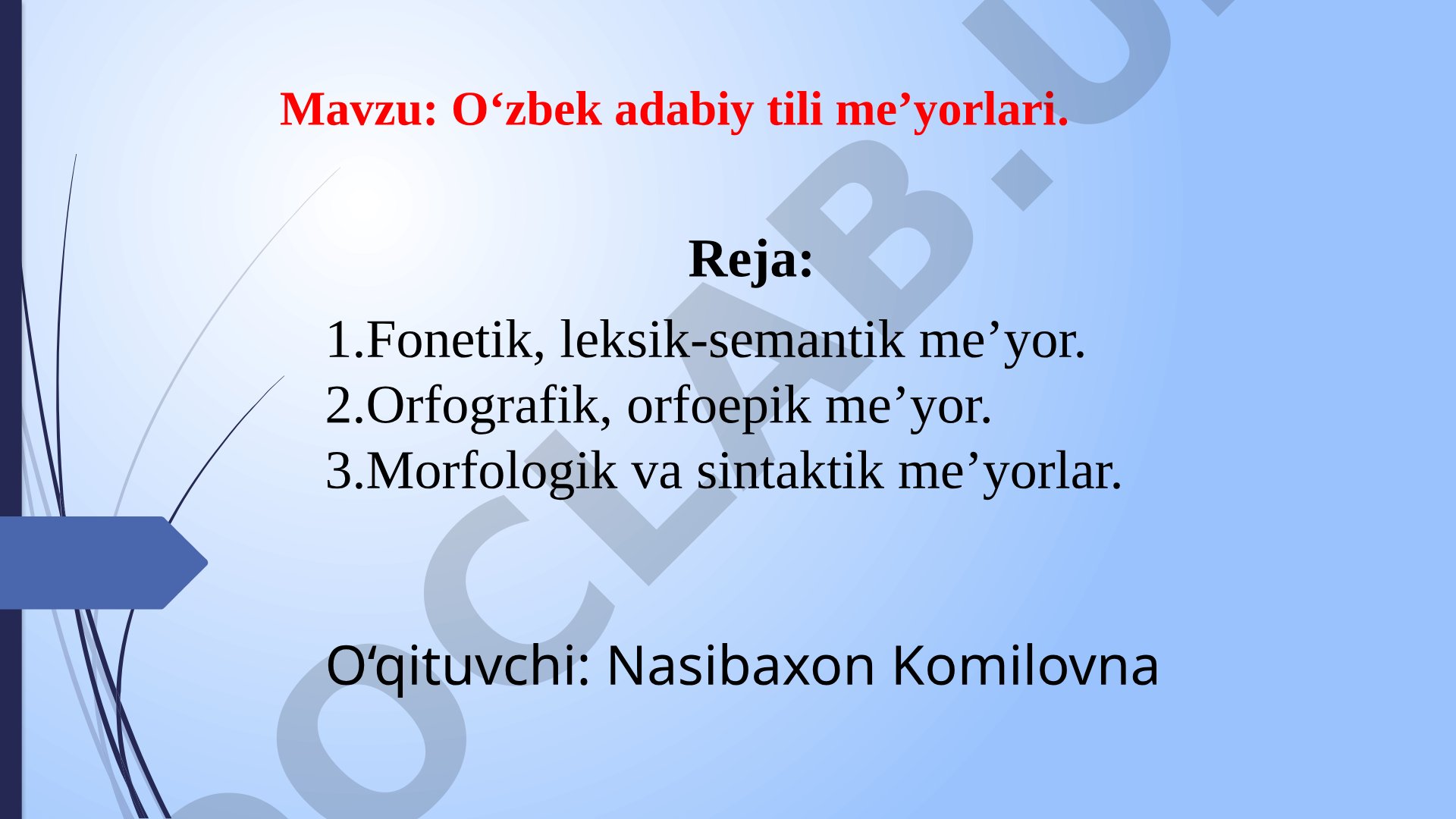 O‘zbek adabiy tili me’yorlari