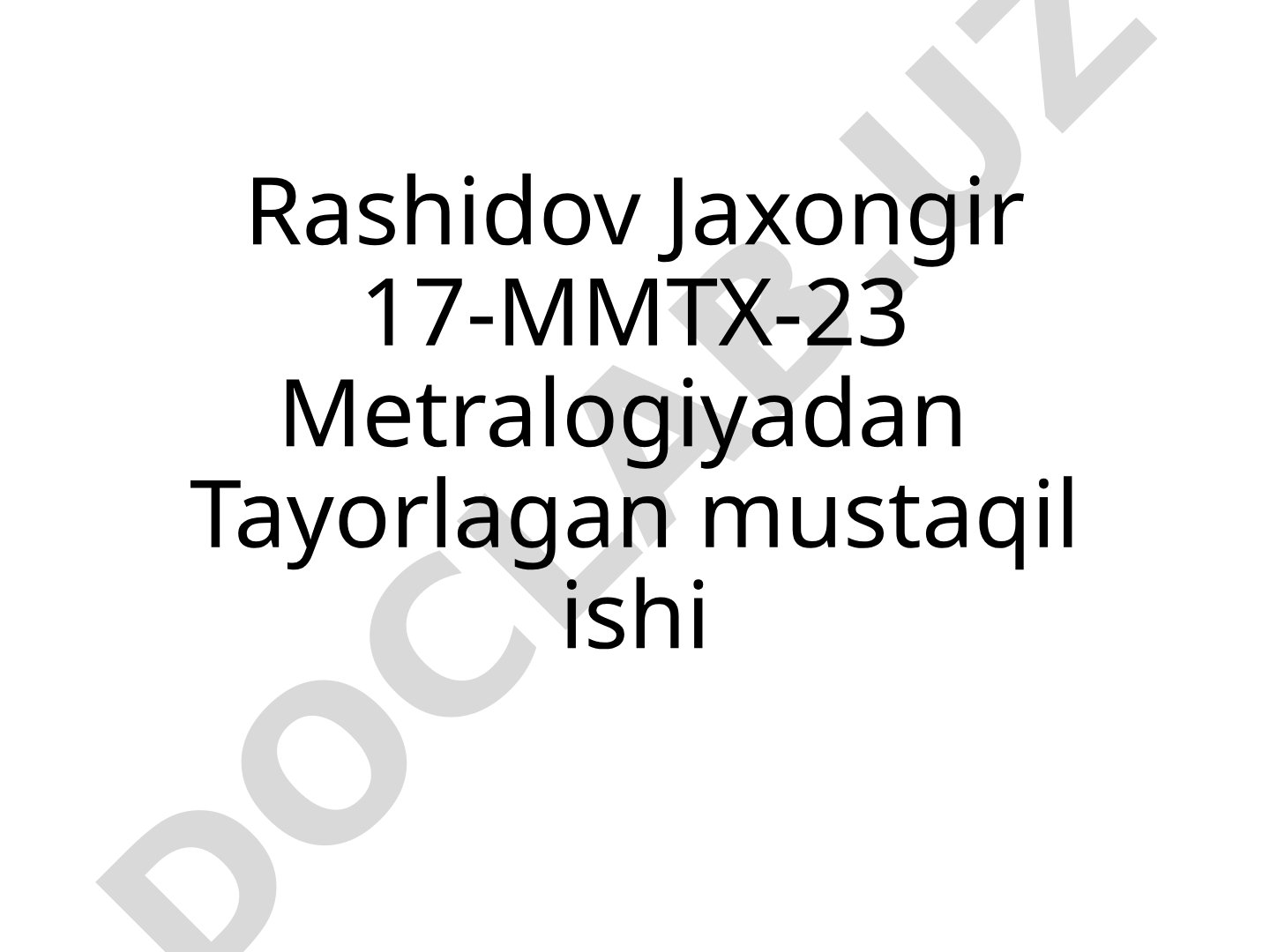 Metrologiyadan mustaqil ish