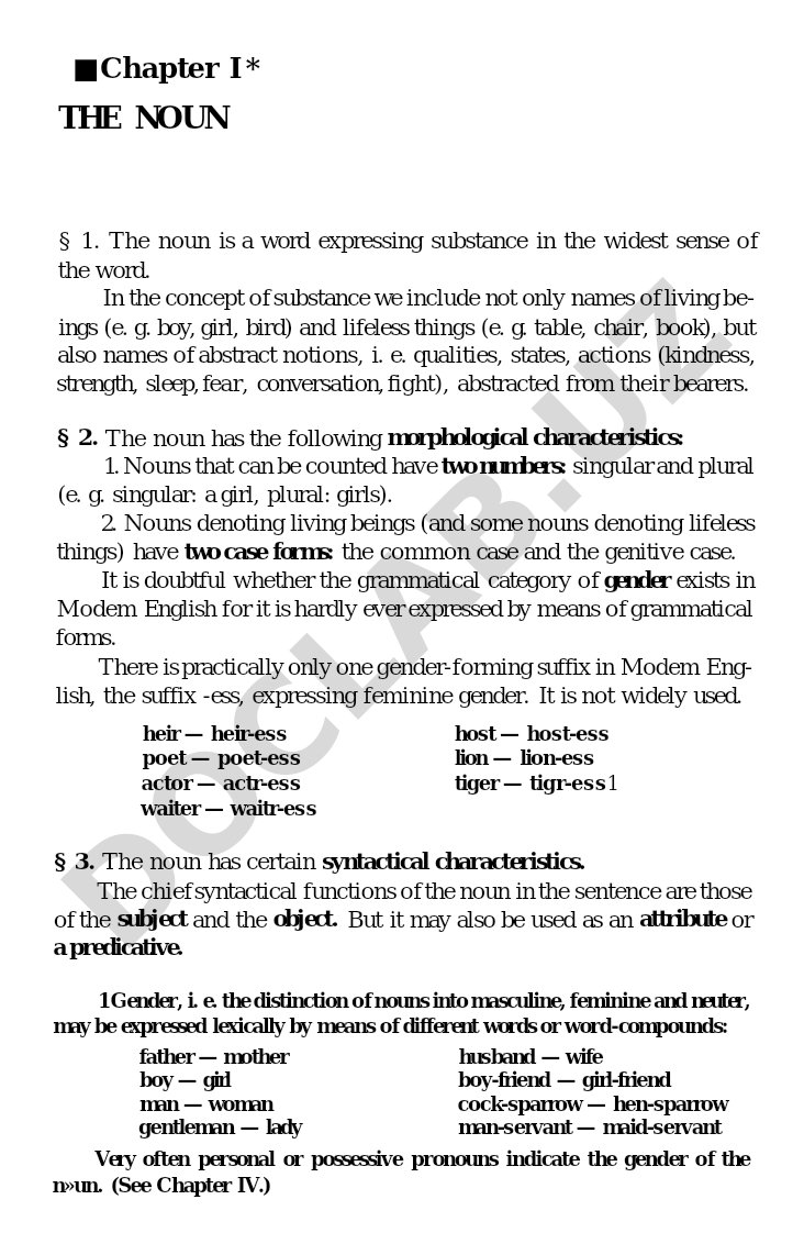 Chapter I The Noun