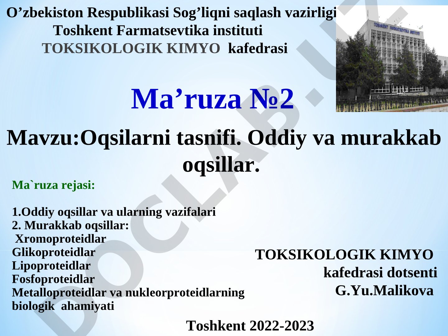 Oqsilarni tasnifi. Oddiy va murakkab oqsillar