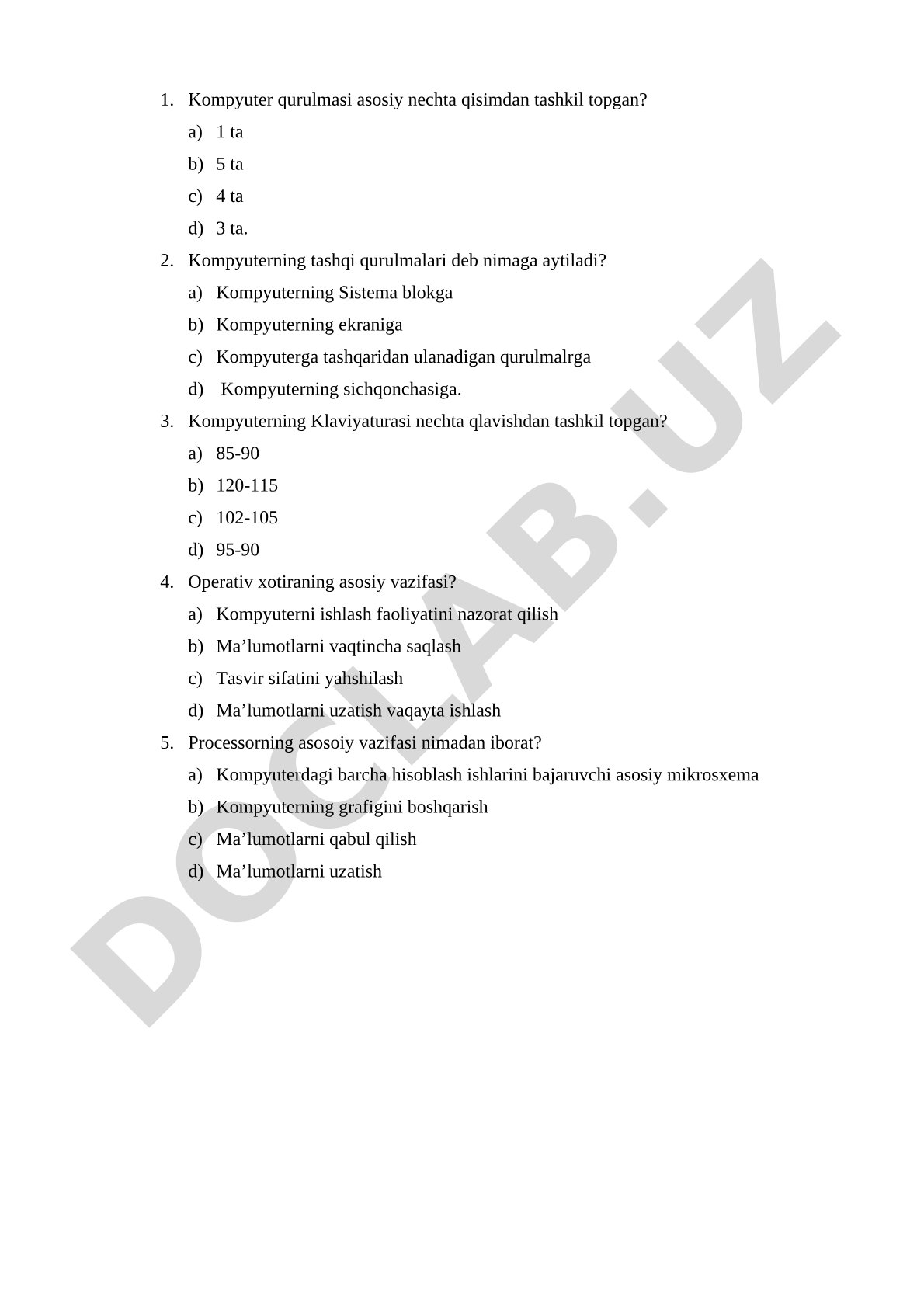 Kompyuter qurilmalari va ularning vazifalari