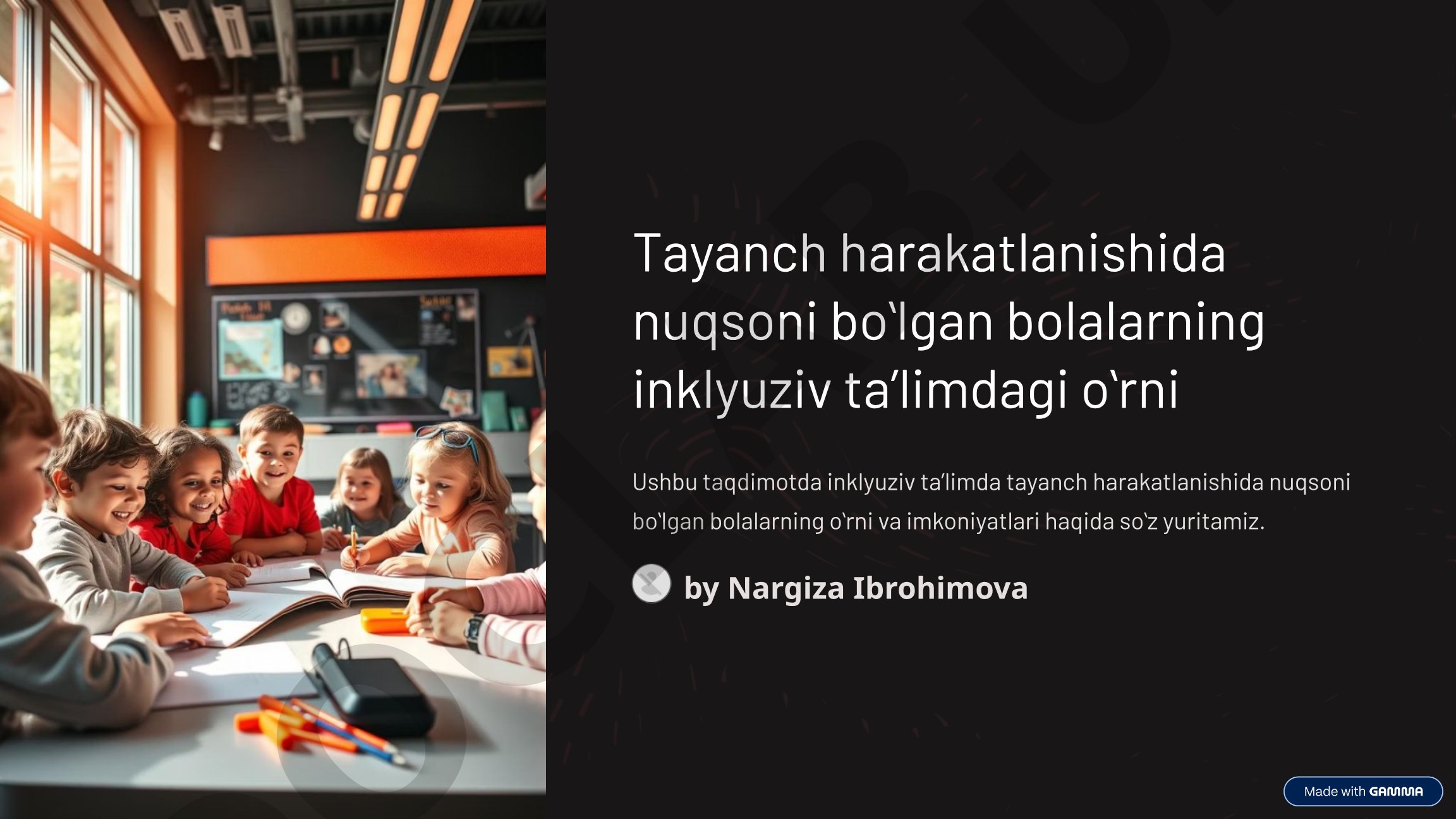 Tayanch harakatlanishida nuqsoni boʻlgan bolalarning inklyuziv taʼlimdagi oʻrni