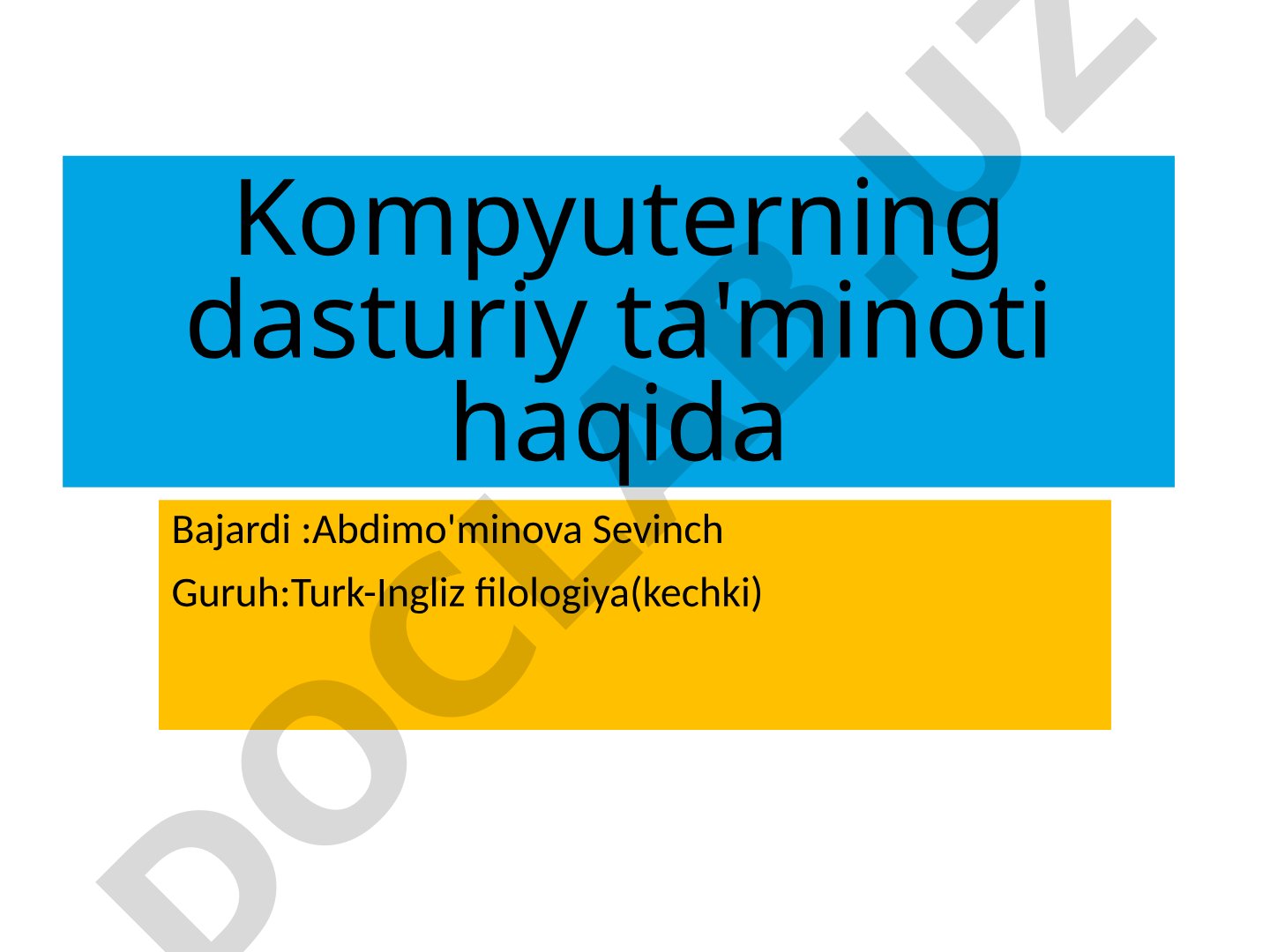 Kompyuterning dasturiy ta'minoti