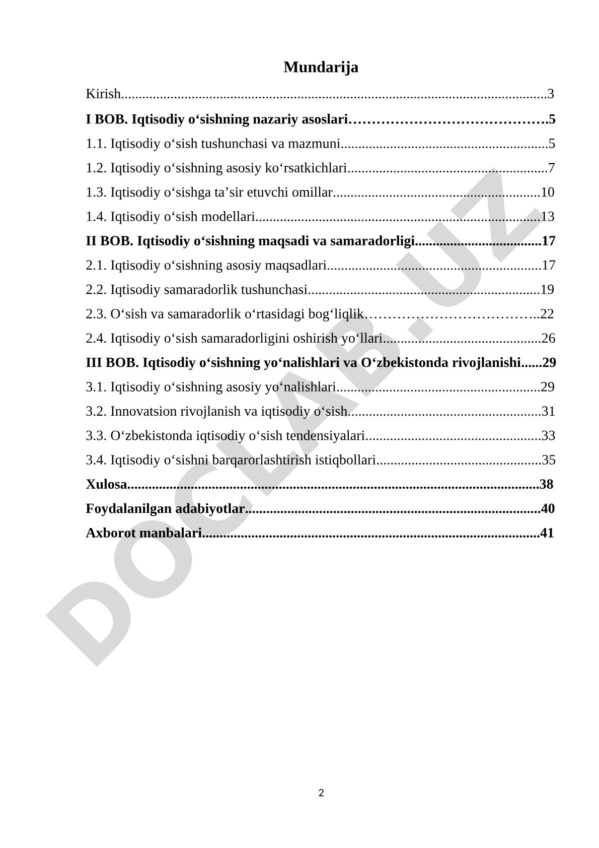 Iqtisodiy o‘sishning nazariy asoslari
