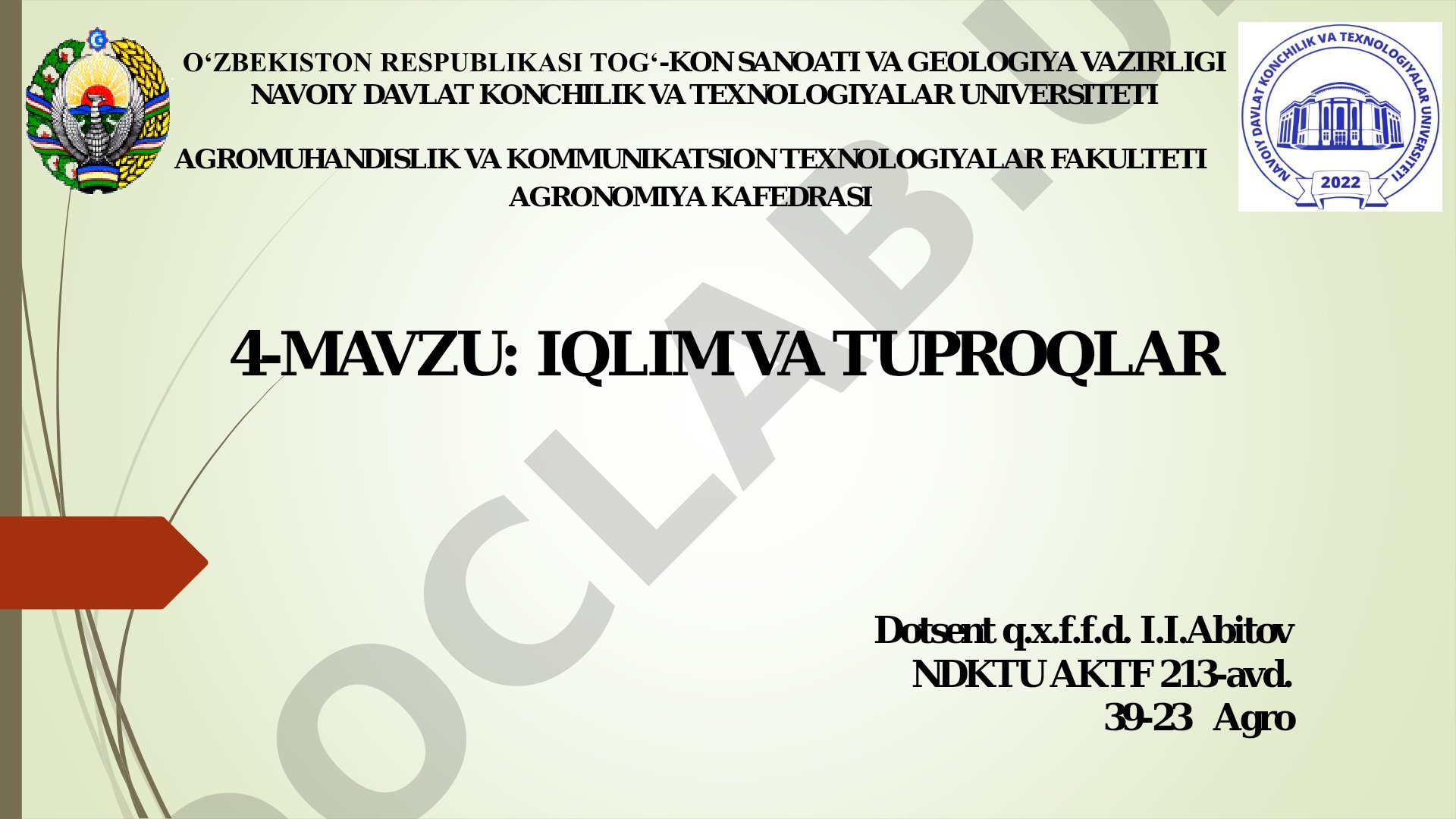 Iqlim va tuproqlar