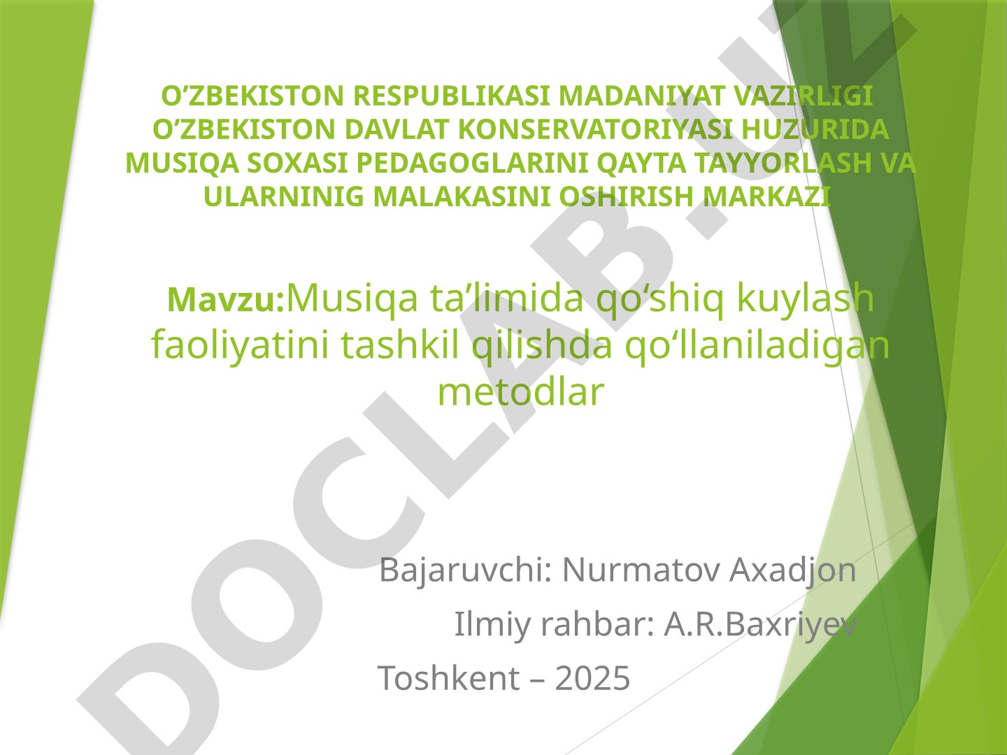 Musiqa ta’limida qo‘shiq kuylash faoliyatini tashkil qilishda qo‘llaniladigan metodlar