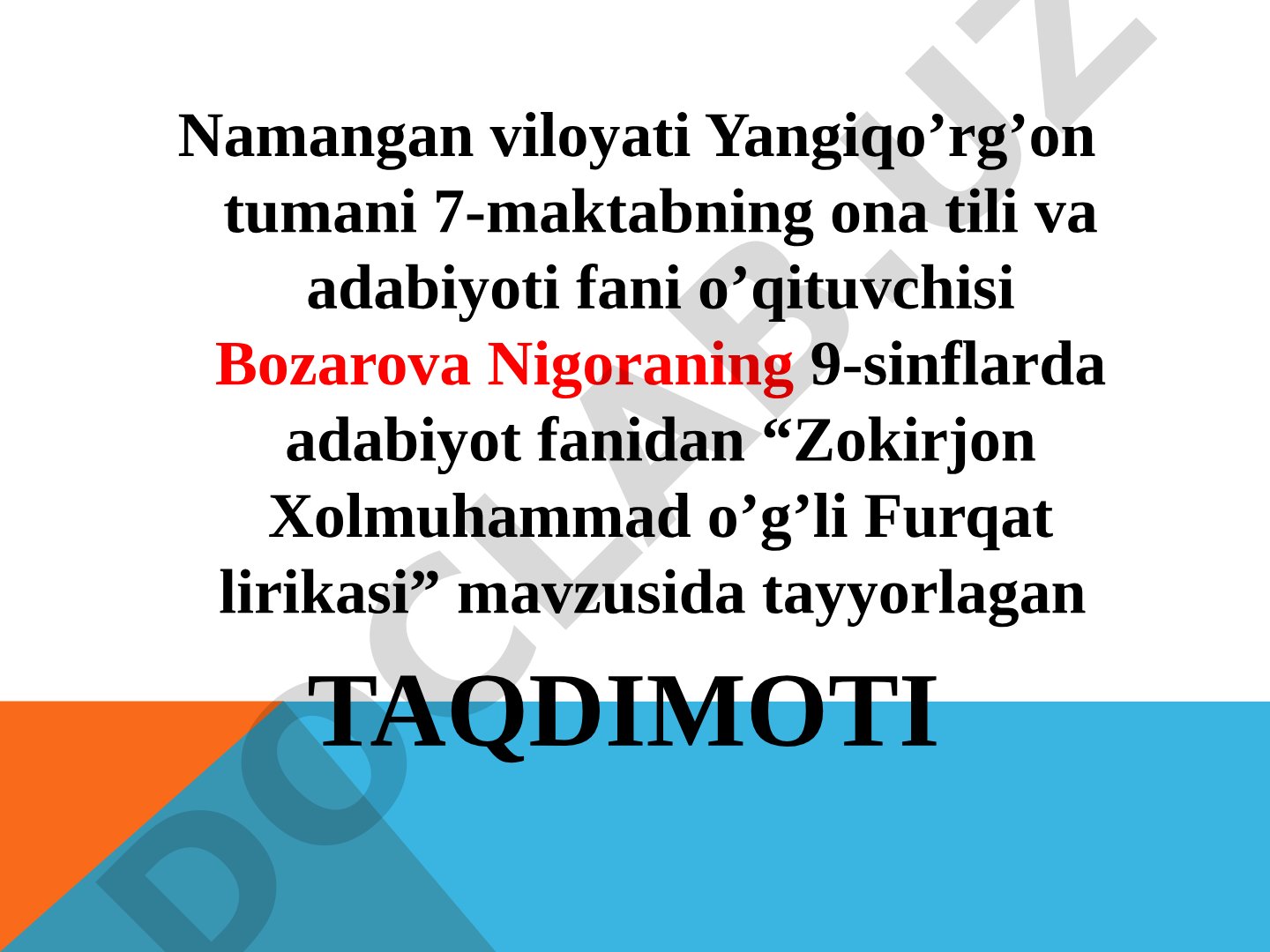 Zokirjon Xolmuhammad o’g’li Furqat lirikasi