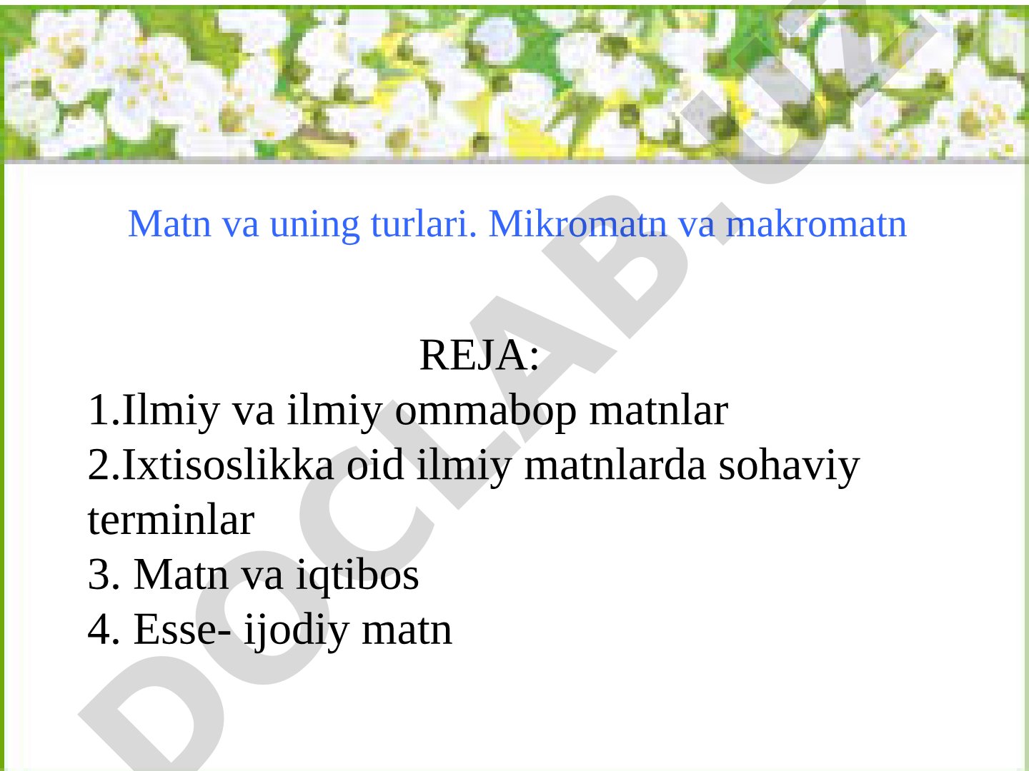 Matn va uning turlari