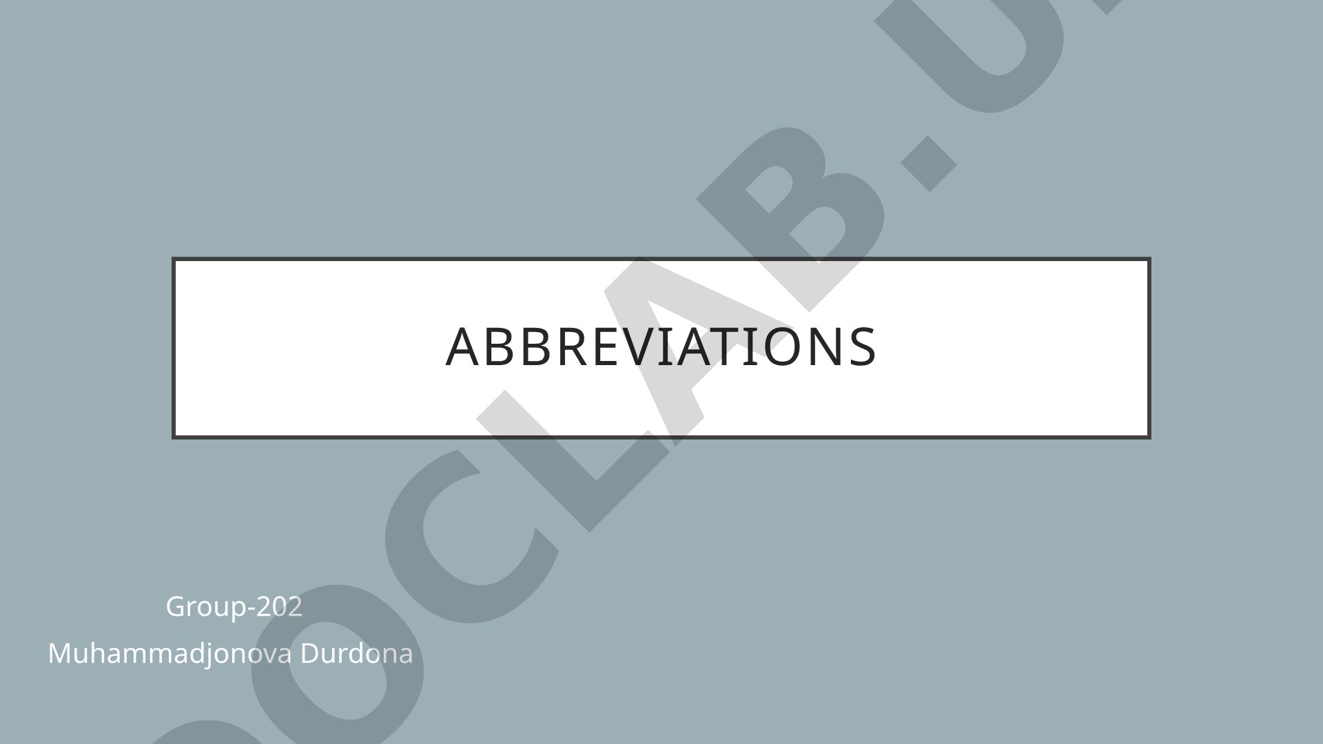 Overview of abbreviations and their usage