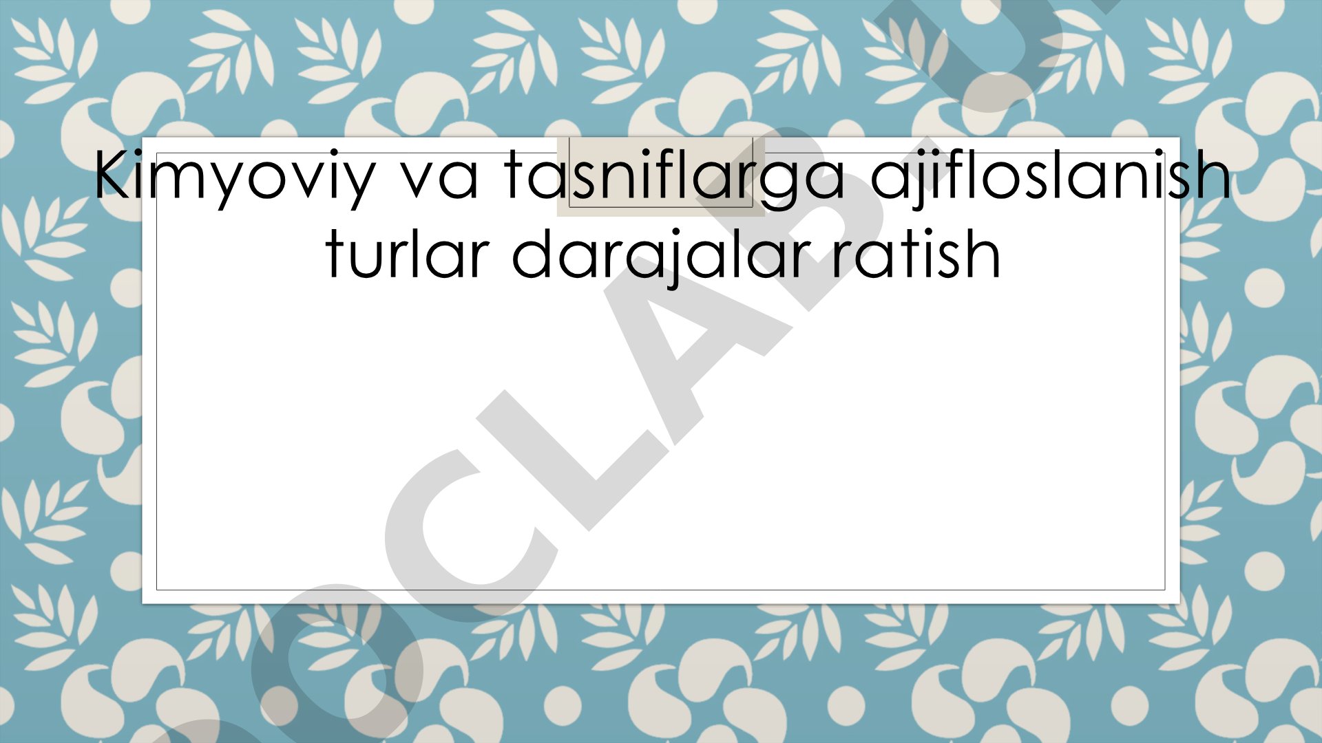 Kimyoviy va tasniflarga ajifloslanish turlar darajalar ratish