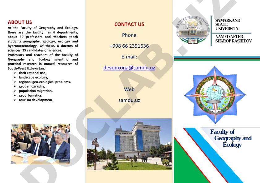 Samarkand State University Faculty of Geography and Ecology