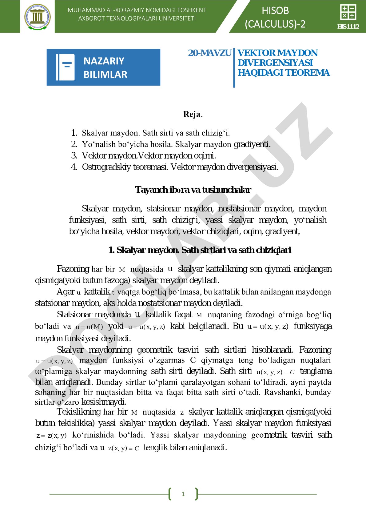 Vektor maydon divergensiyasi haqidagi teorema