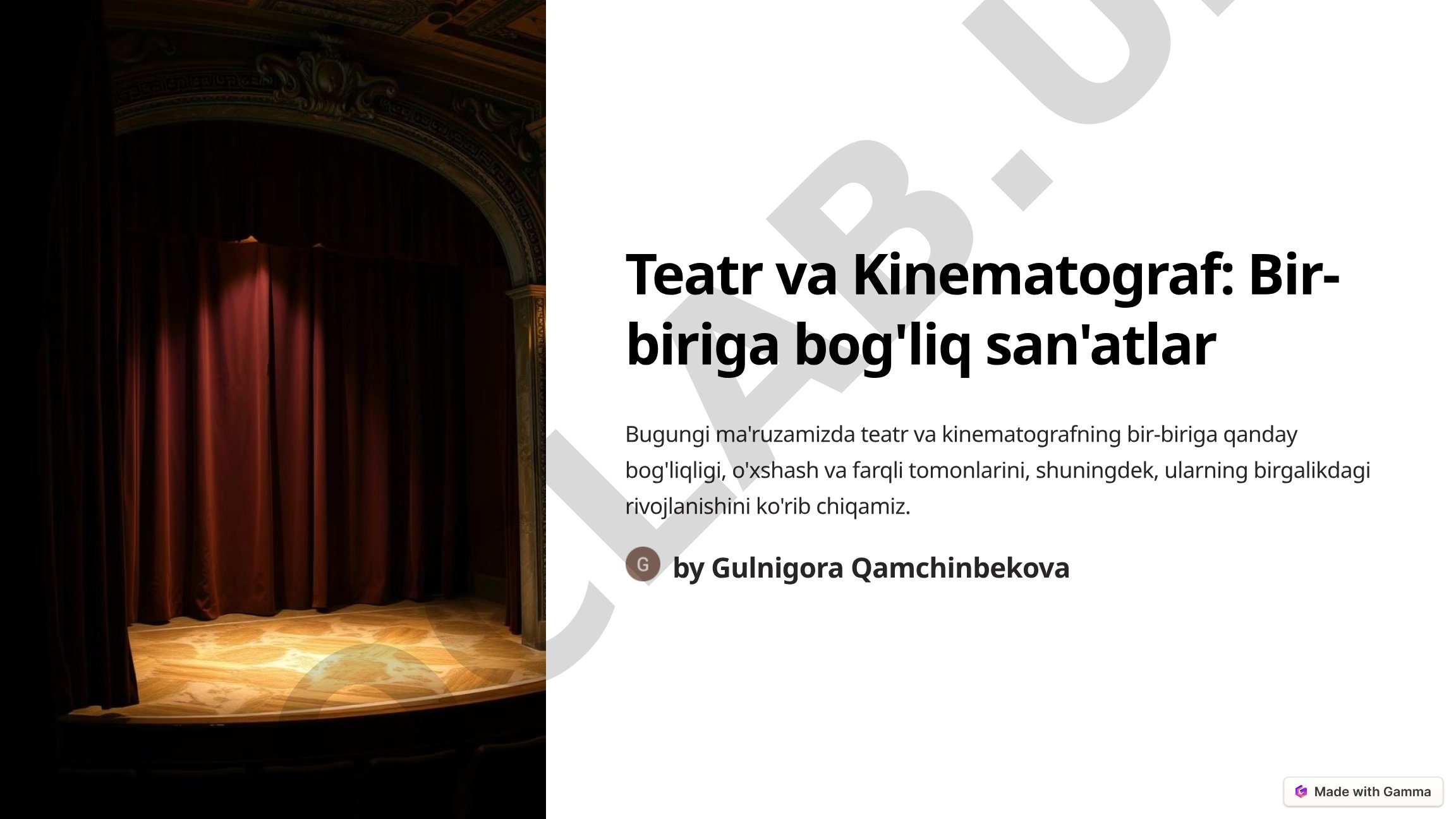 Teatr va Kinematograf: Bir-biriga bog'liq san'atlar