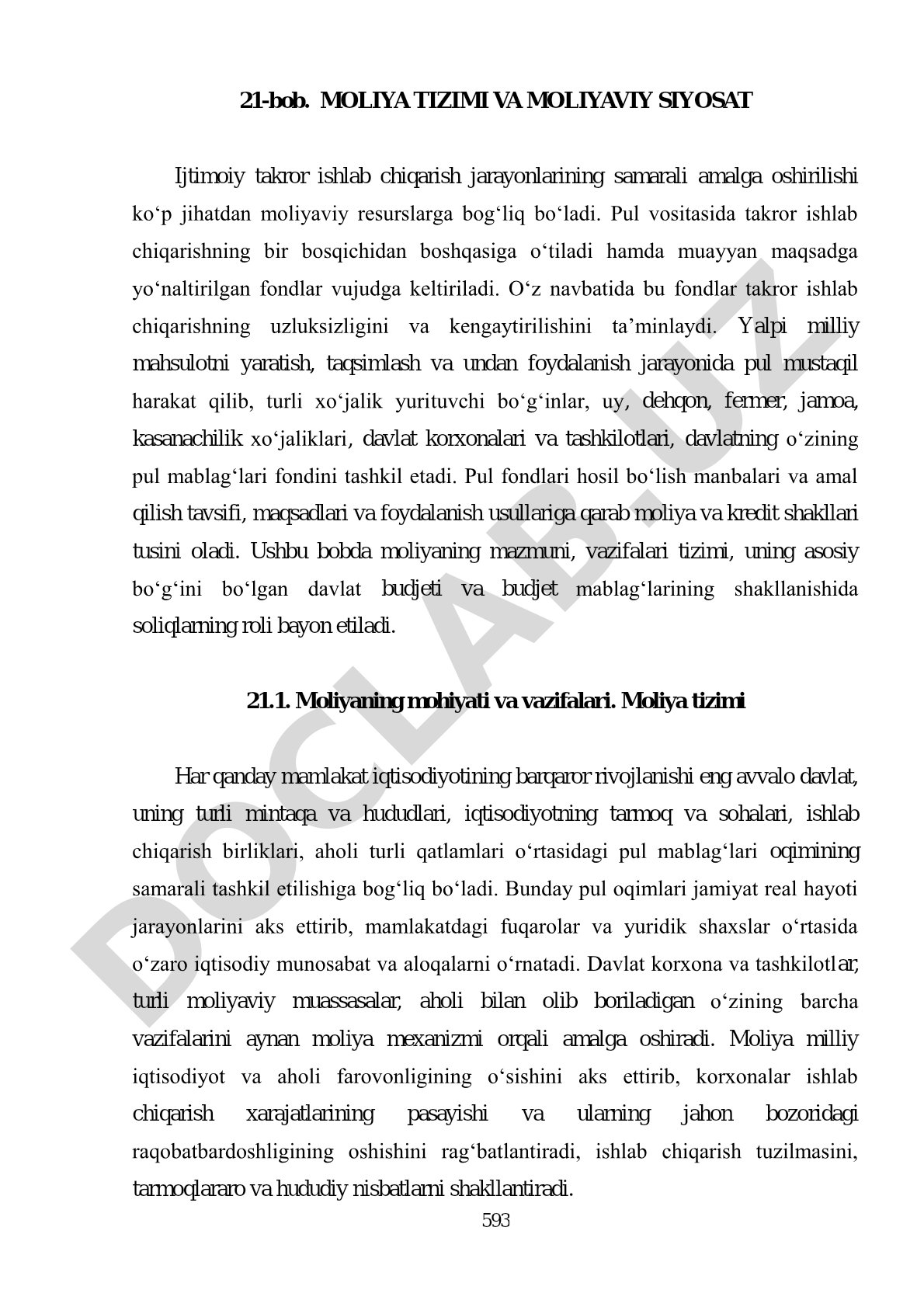 Moliya tizimi va moliyaviy siyosat