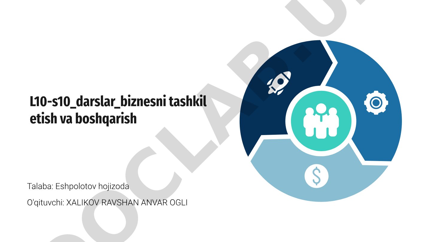 Biznesni tashkil etish va boshqarish